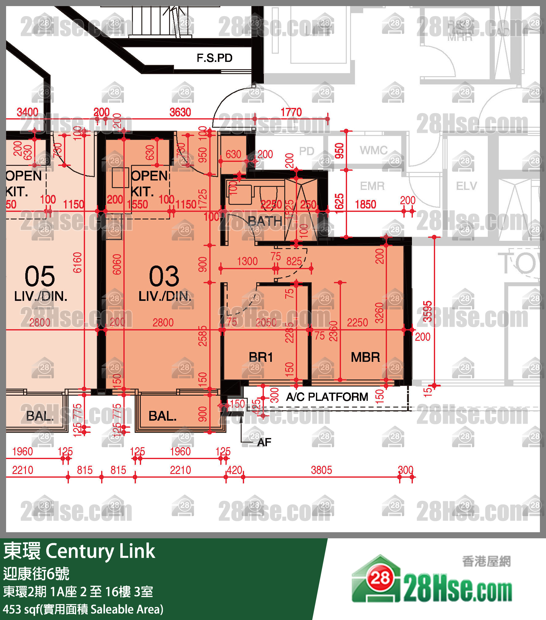 東環 東環2期1A座3樓 3室 平面圖