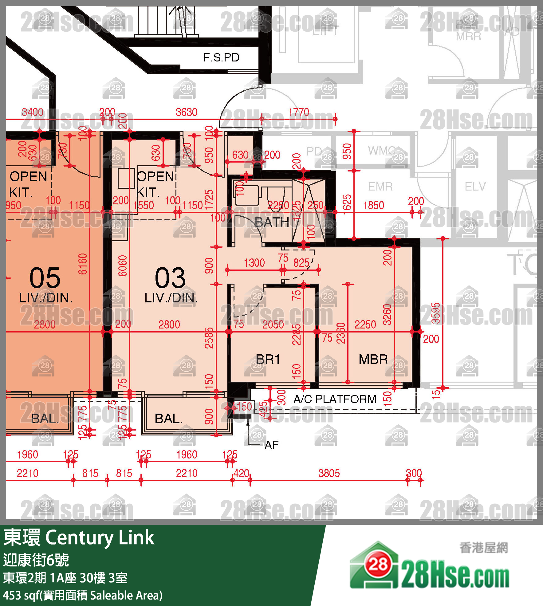 東環 東環2期1A座30樓 3室 平面圖