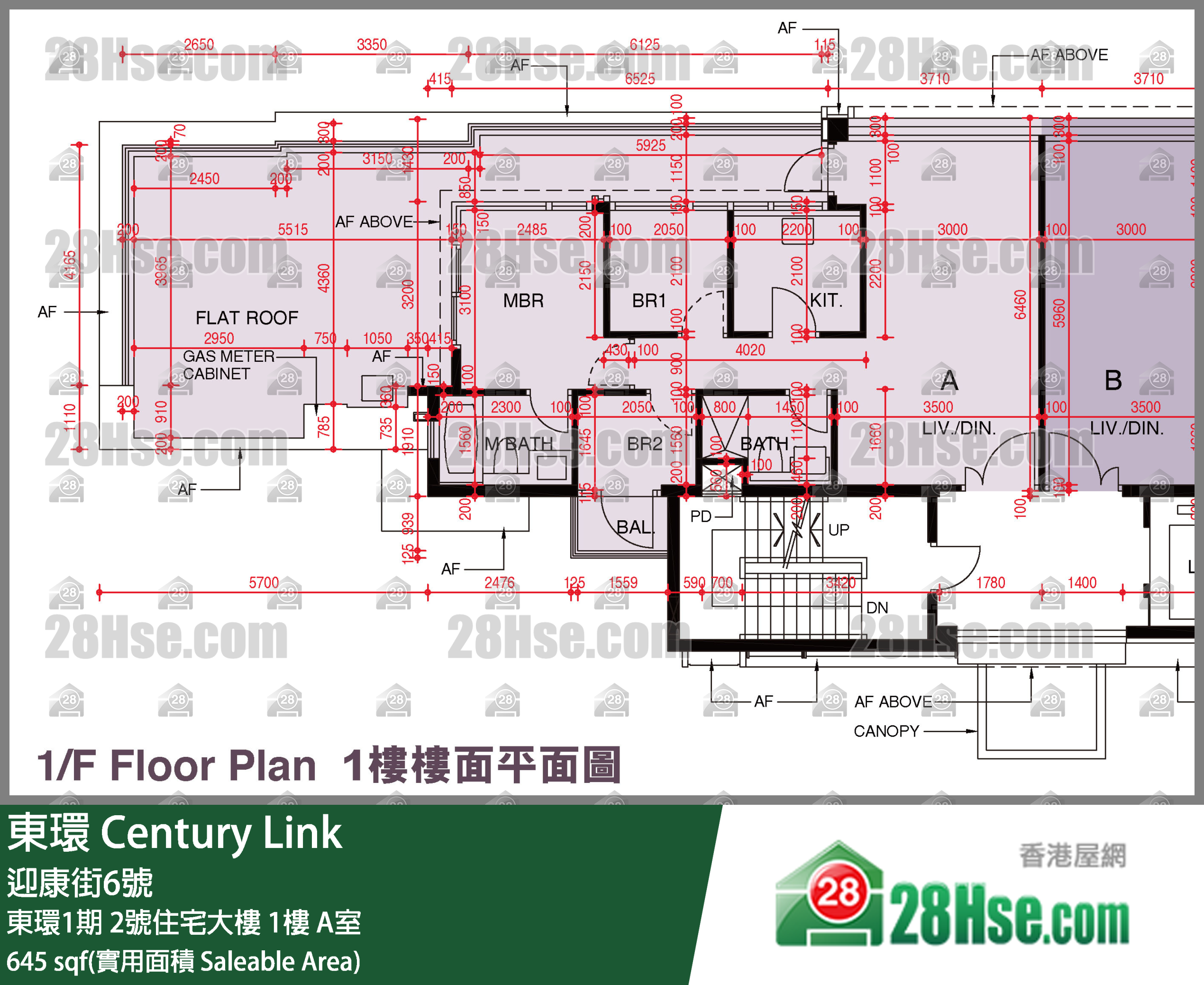 東環 東環1期2號住宅大樓1樓 A室 平面圖