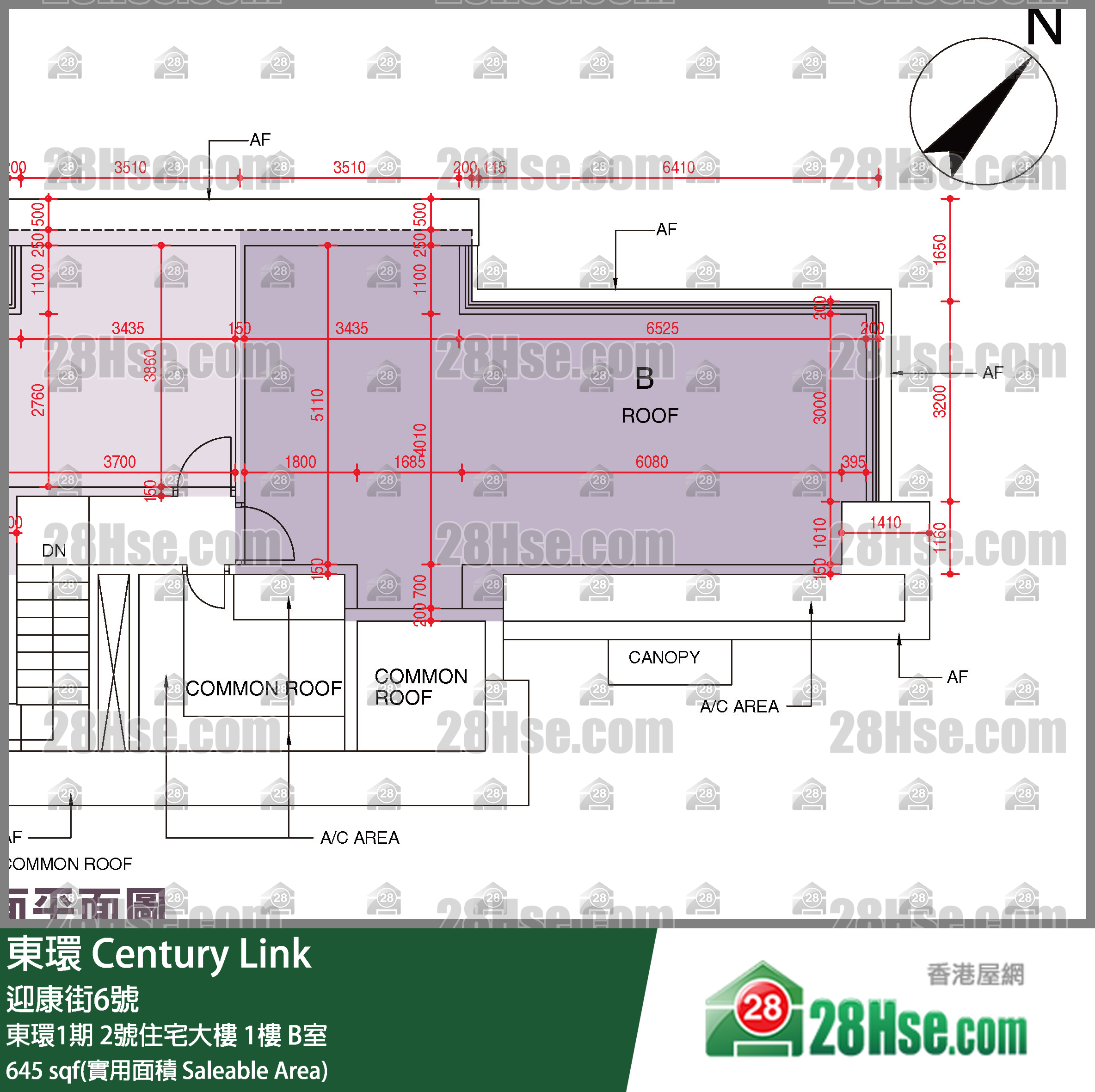 東環 東環1期2號住宅大樓1樓 B室 平面圖