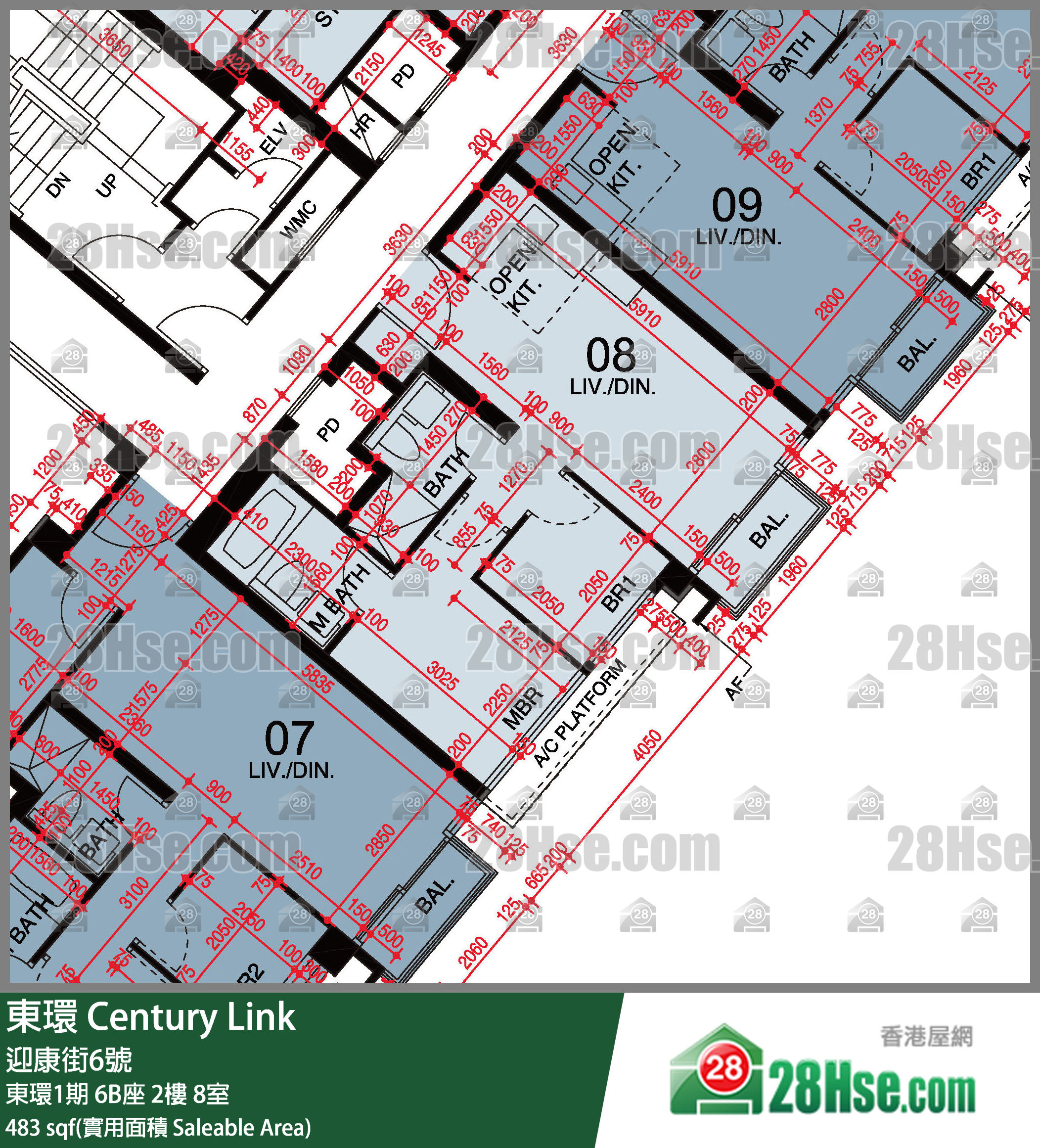 東環 東環1期6B座2樓 8室 平面圖