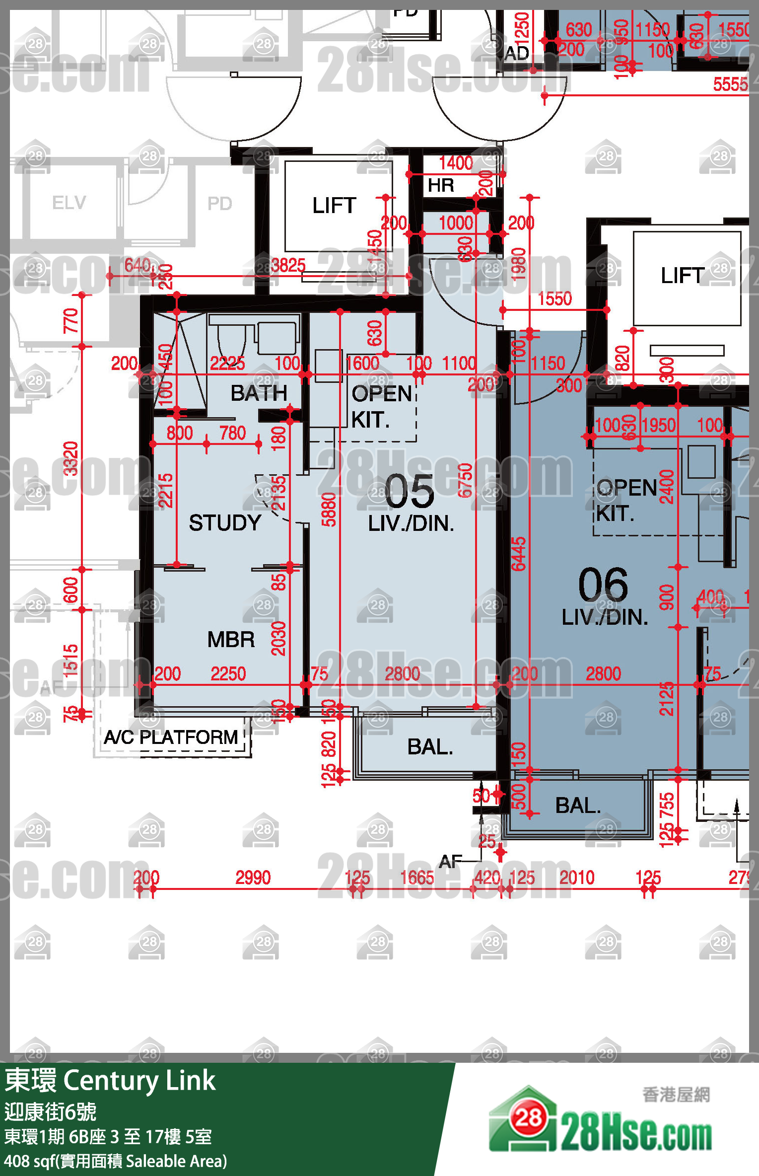 東環 東環1期6B座15樓 5室 平面圖