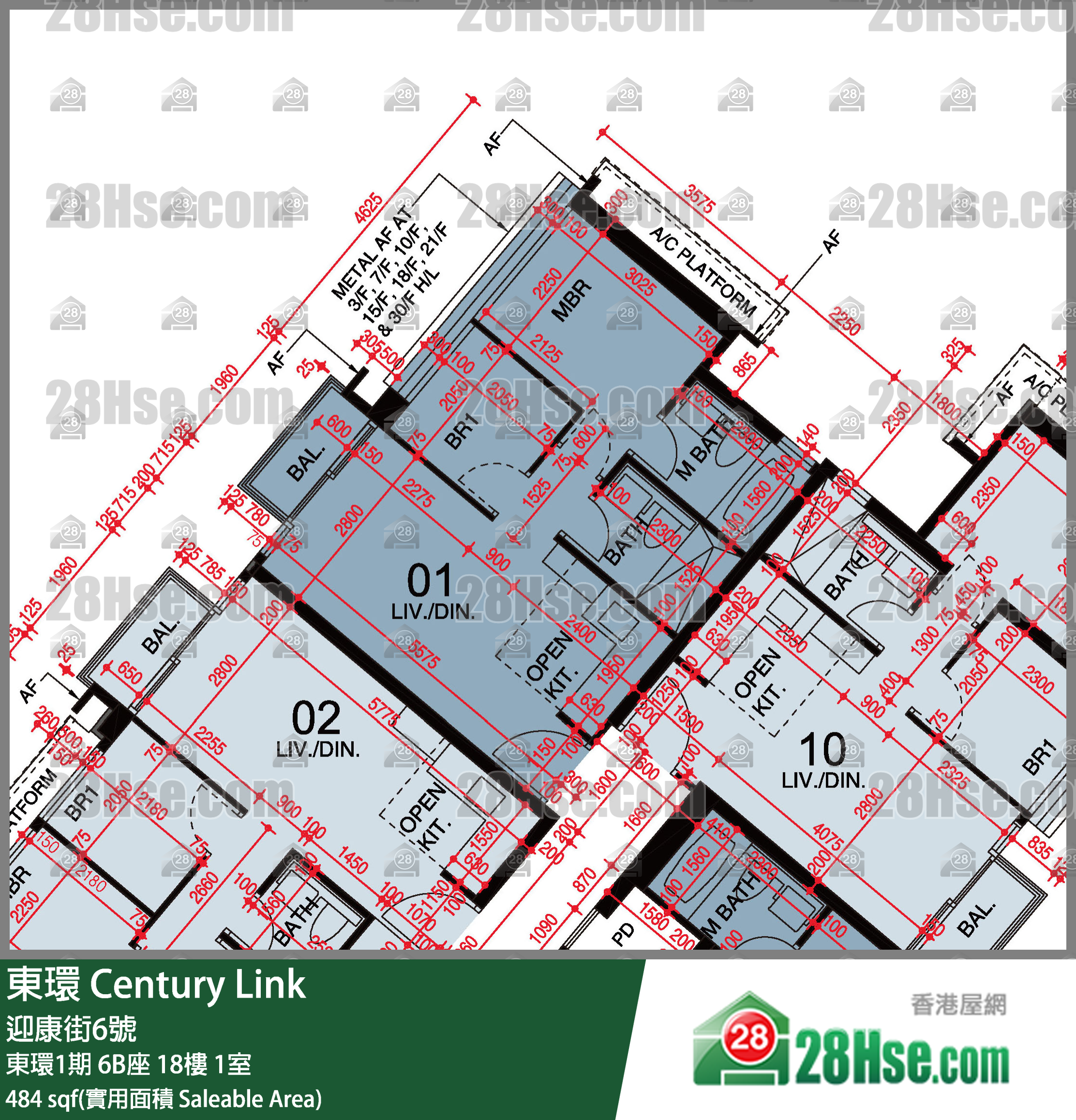 東環 東環1期6B座18樓 1室 平面圖