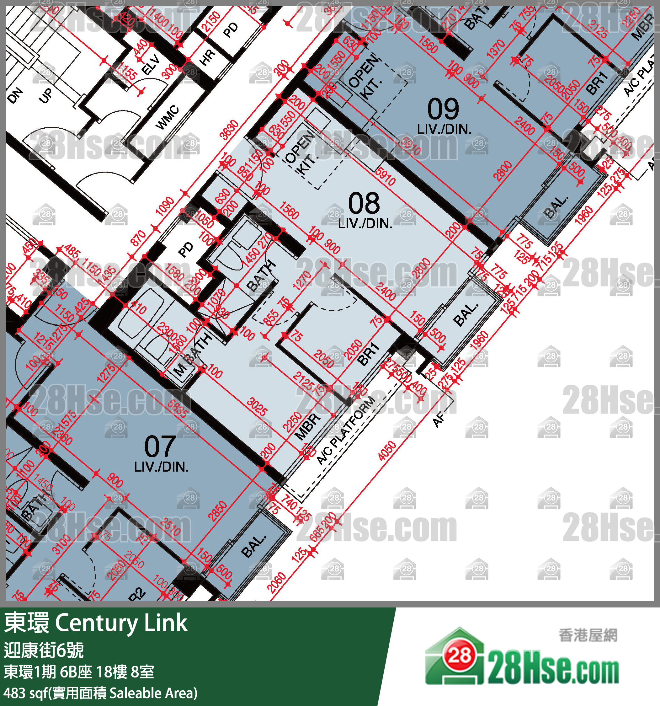 東環 東環1期6B座18樓 8室 平面圖