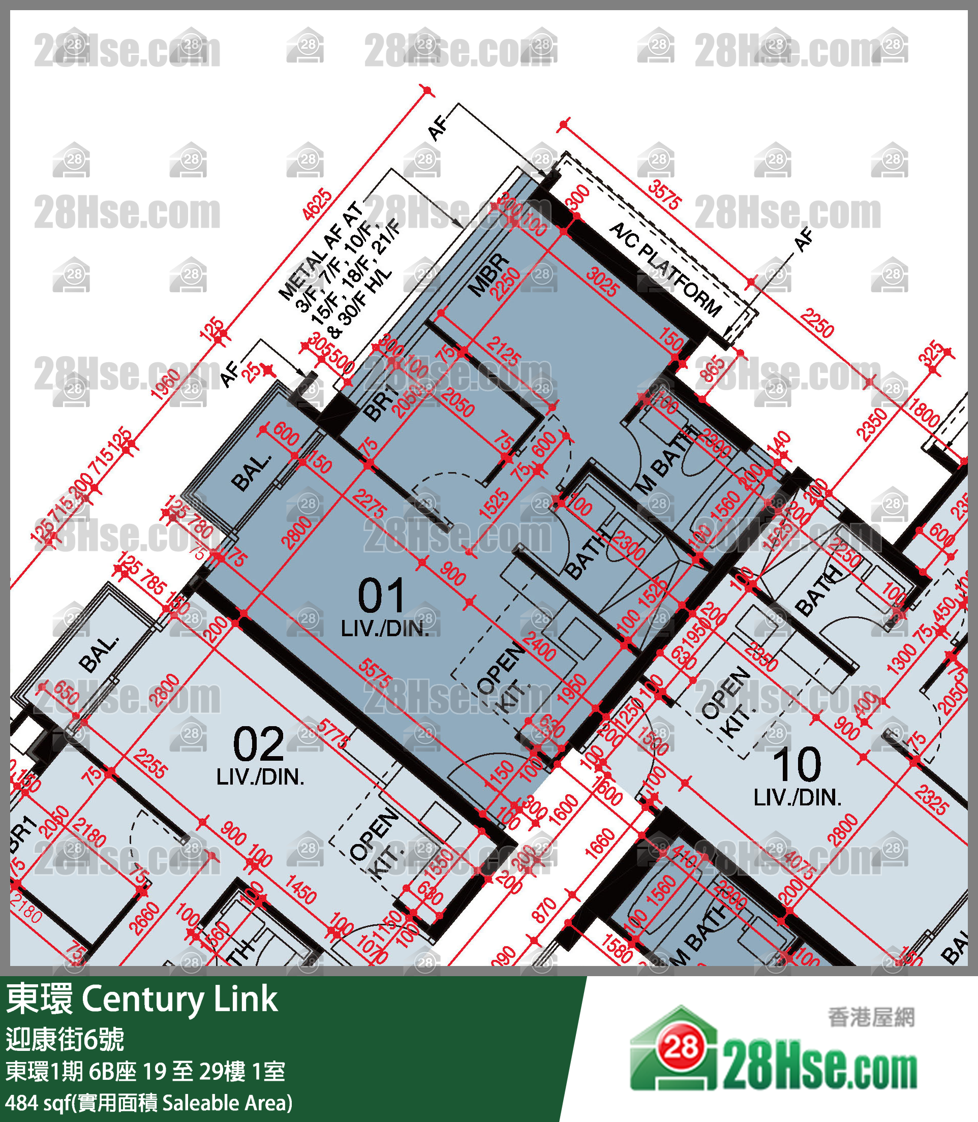 東環 東環1期6B座26樓 1室 平面圖