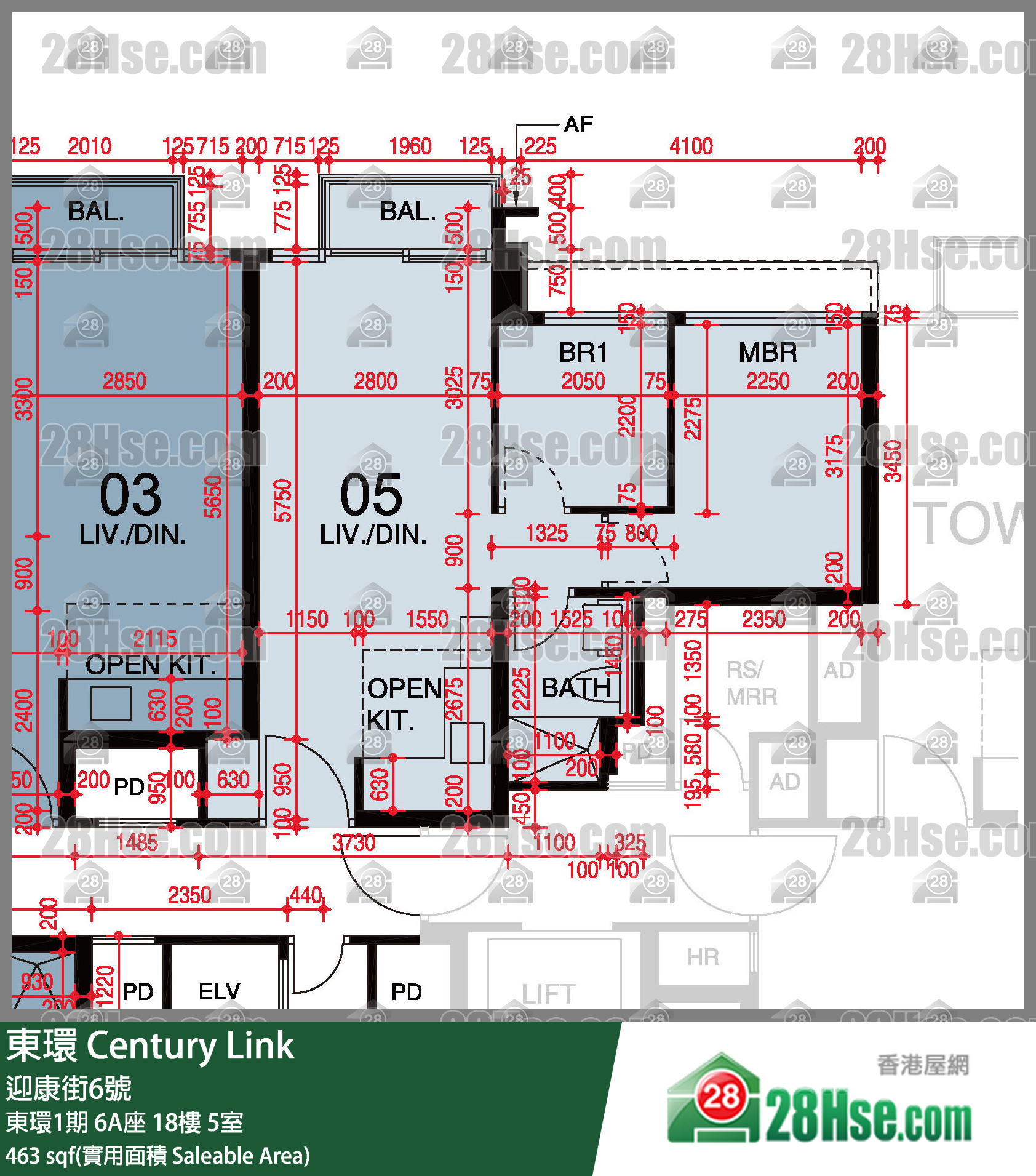 東環 東環1期6A座18樓 5室 平面圖