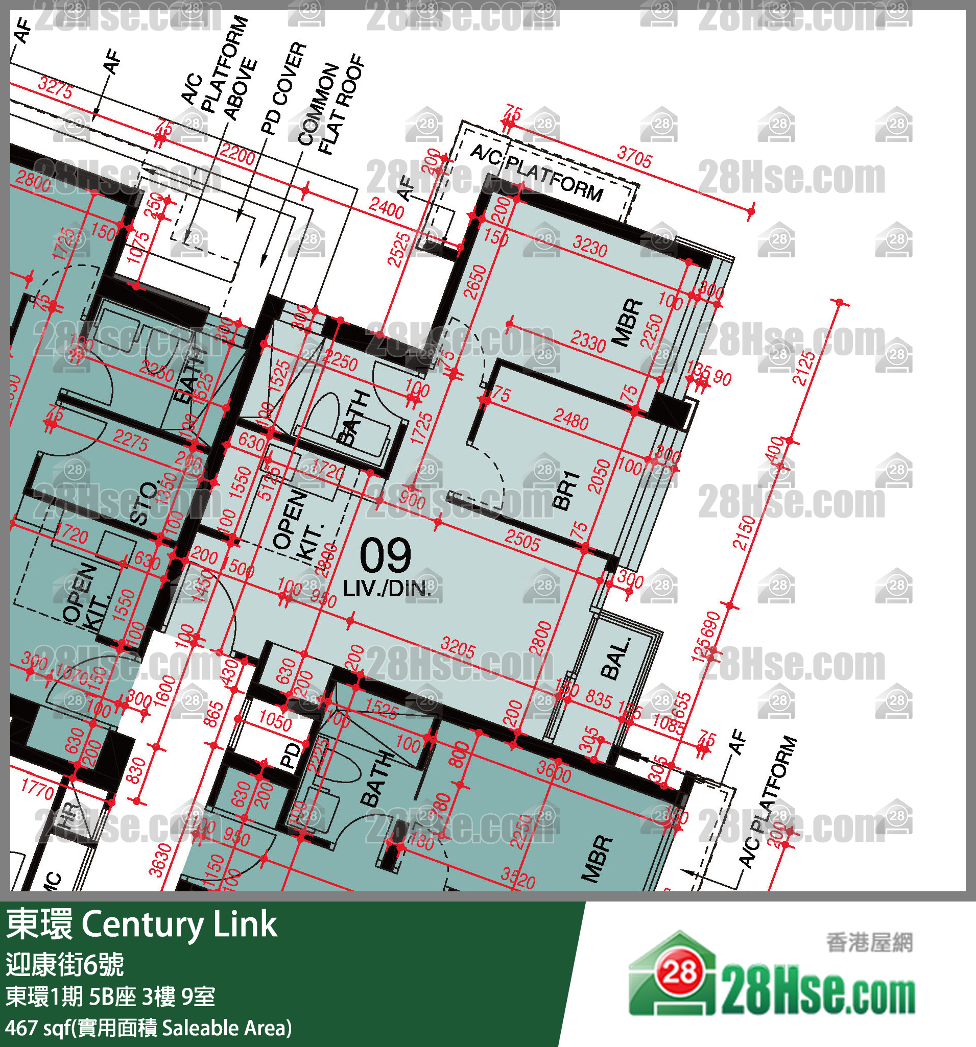 東環 東環1期5B座3樓 9室 平面圖