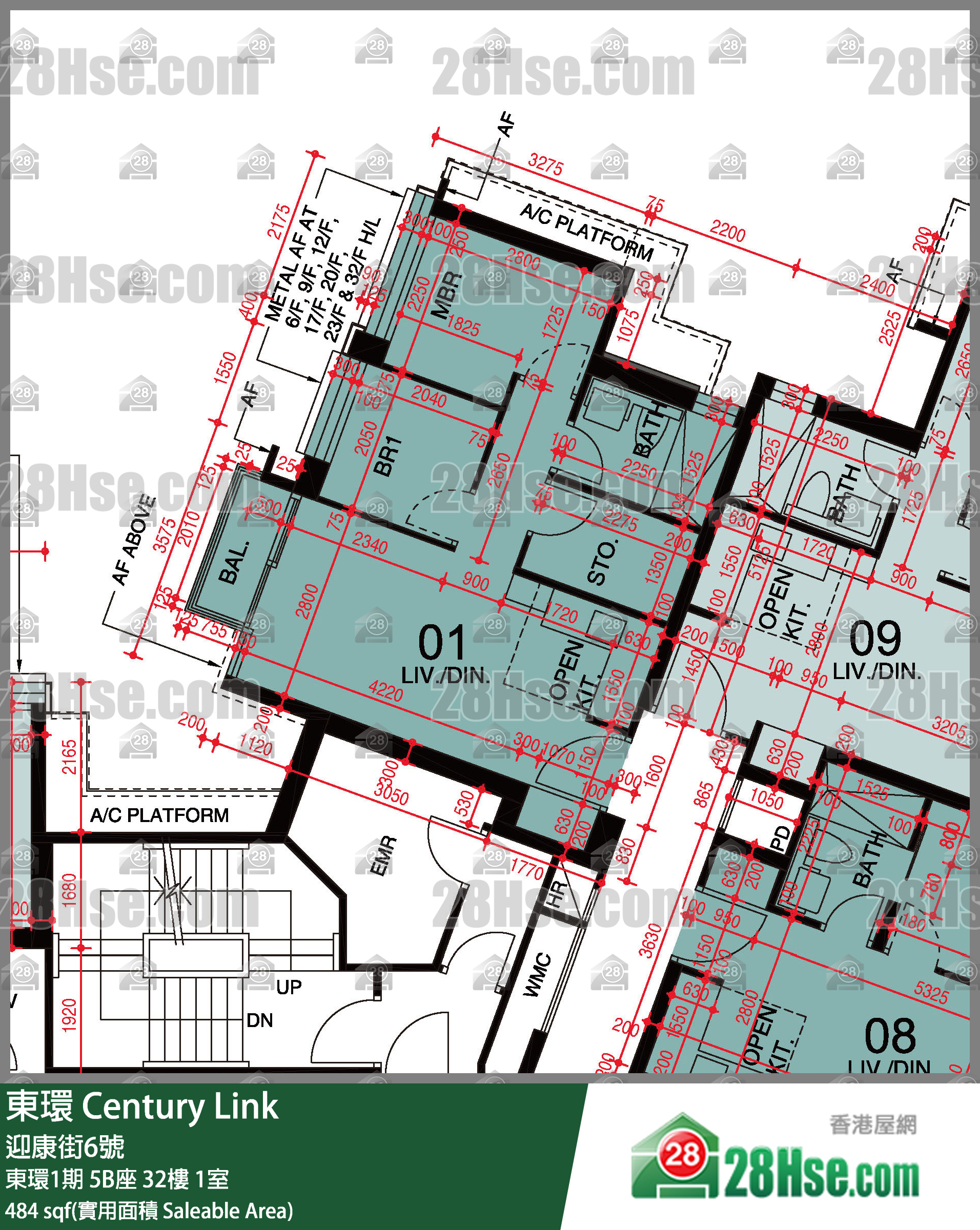 東環 東環1期5B座32樓 1室 平面圖