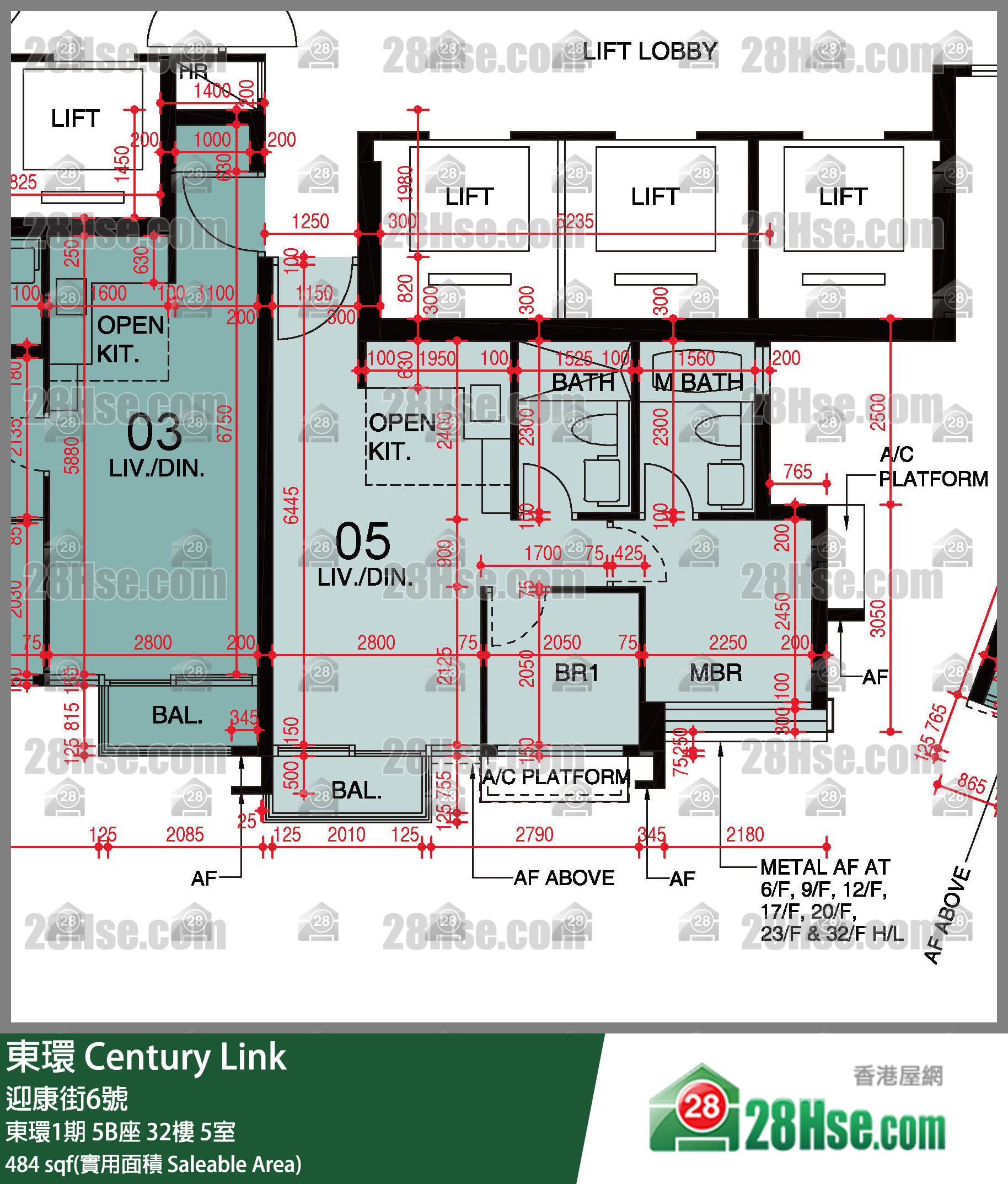 東環 東環1期5B座32樓 5室 平面圖