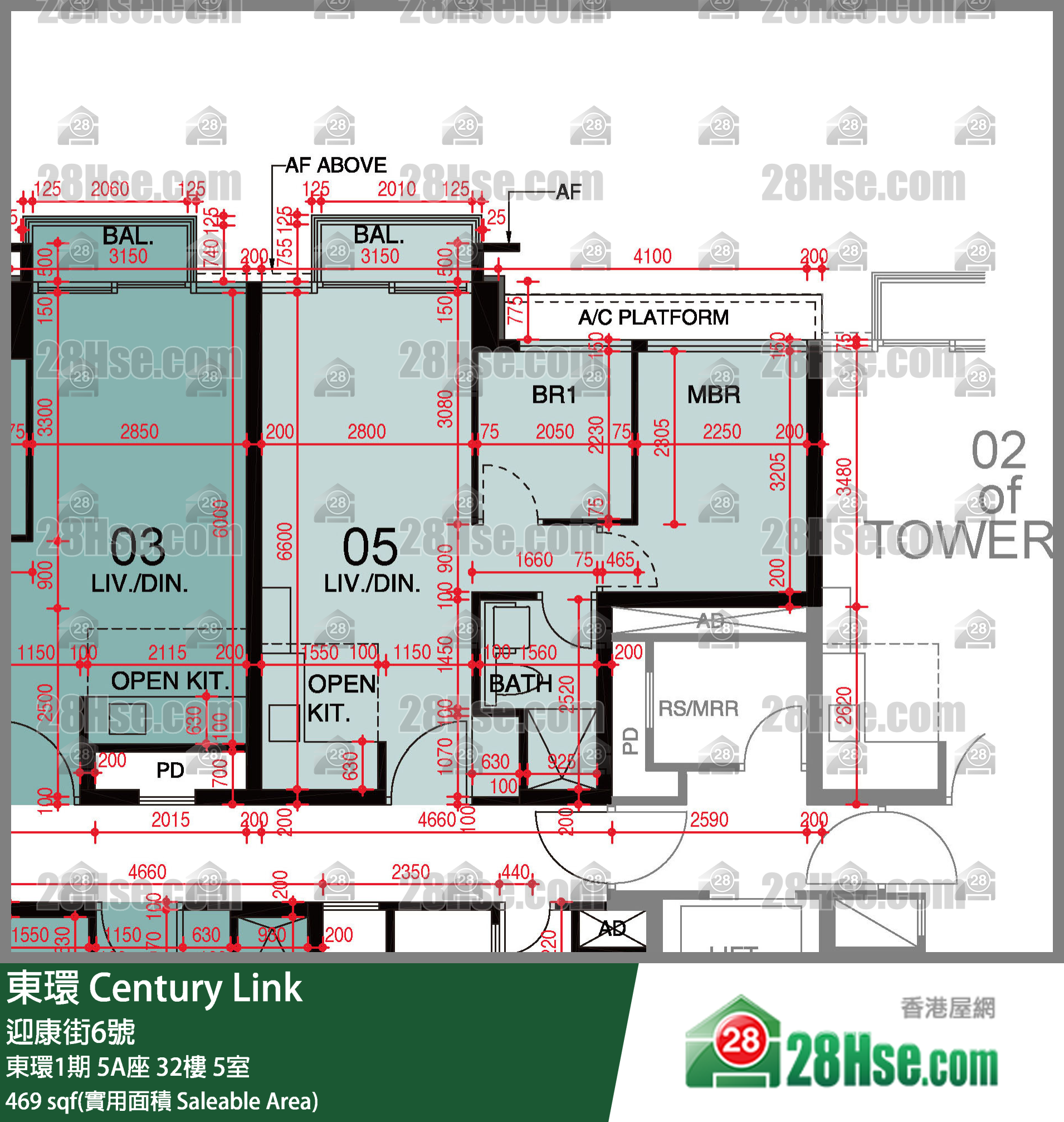 東環 東環1期5A座32樓 5室 平面圖
