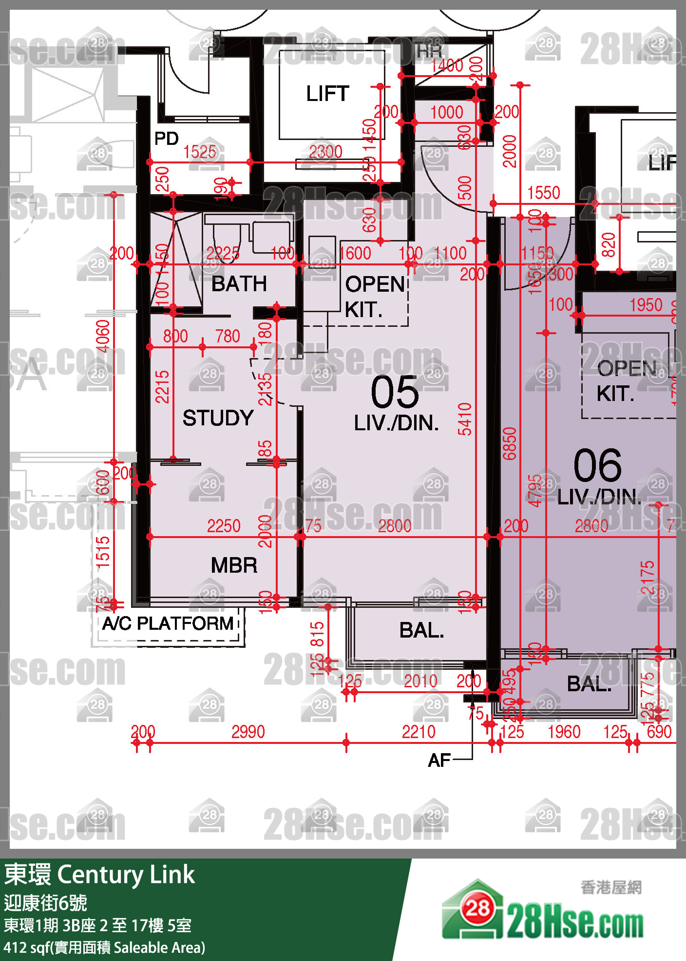 東環 東環1期3B座3樓 5室 平面圖