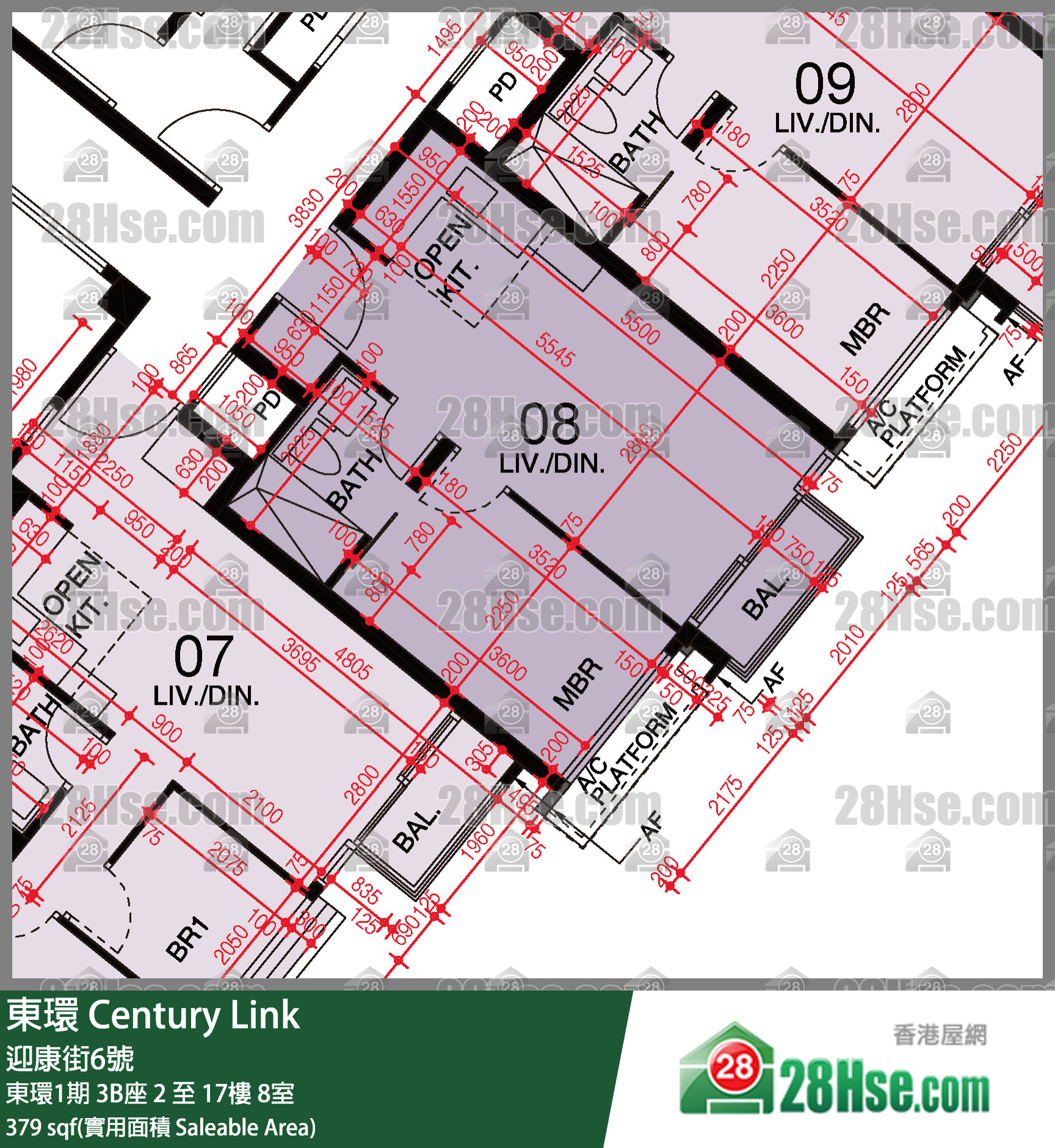 東環 東環1期3B座15樓 8室 平面圖