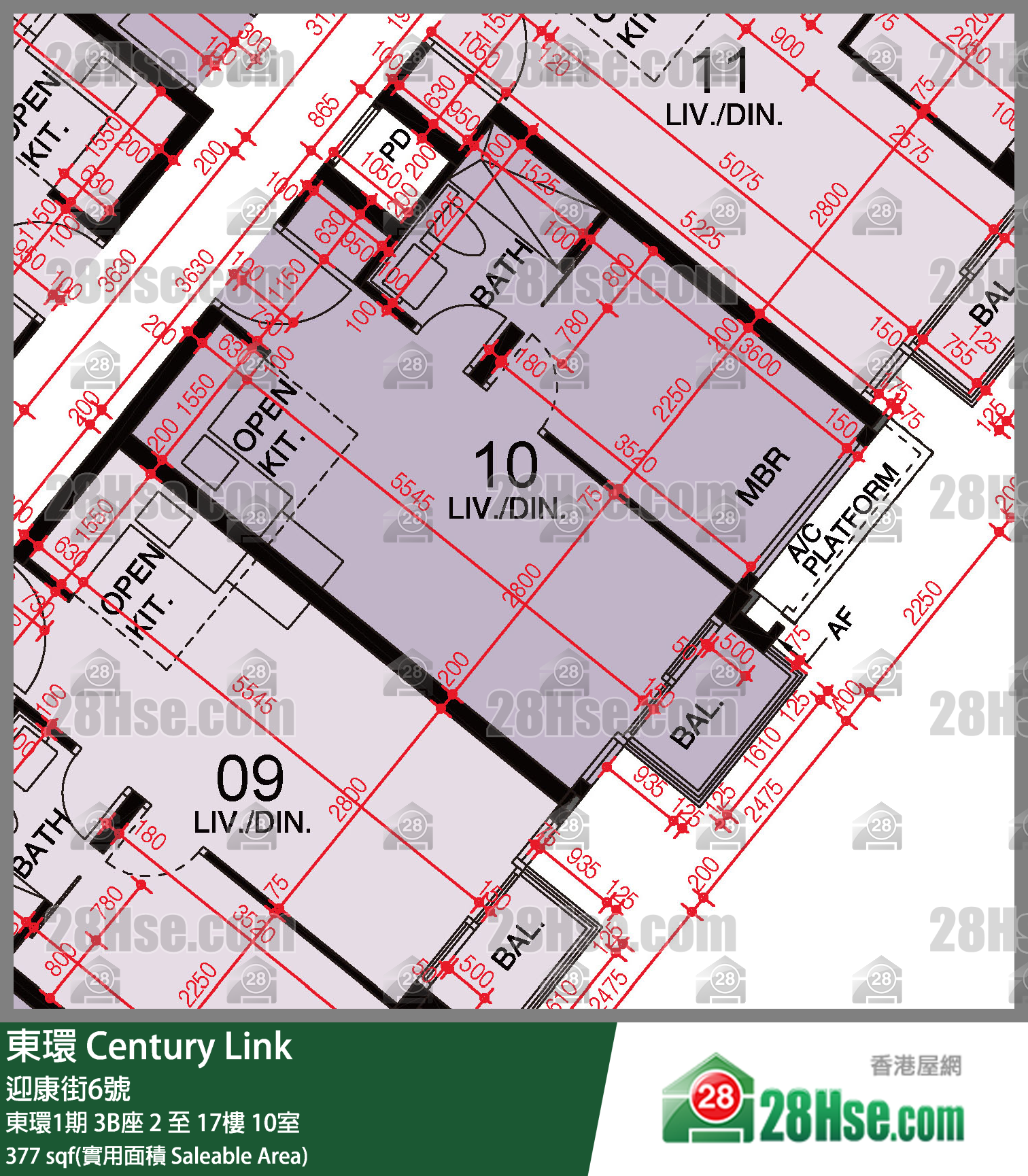 東環 東環1期3B座10樓 10室 平面圖