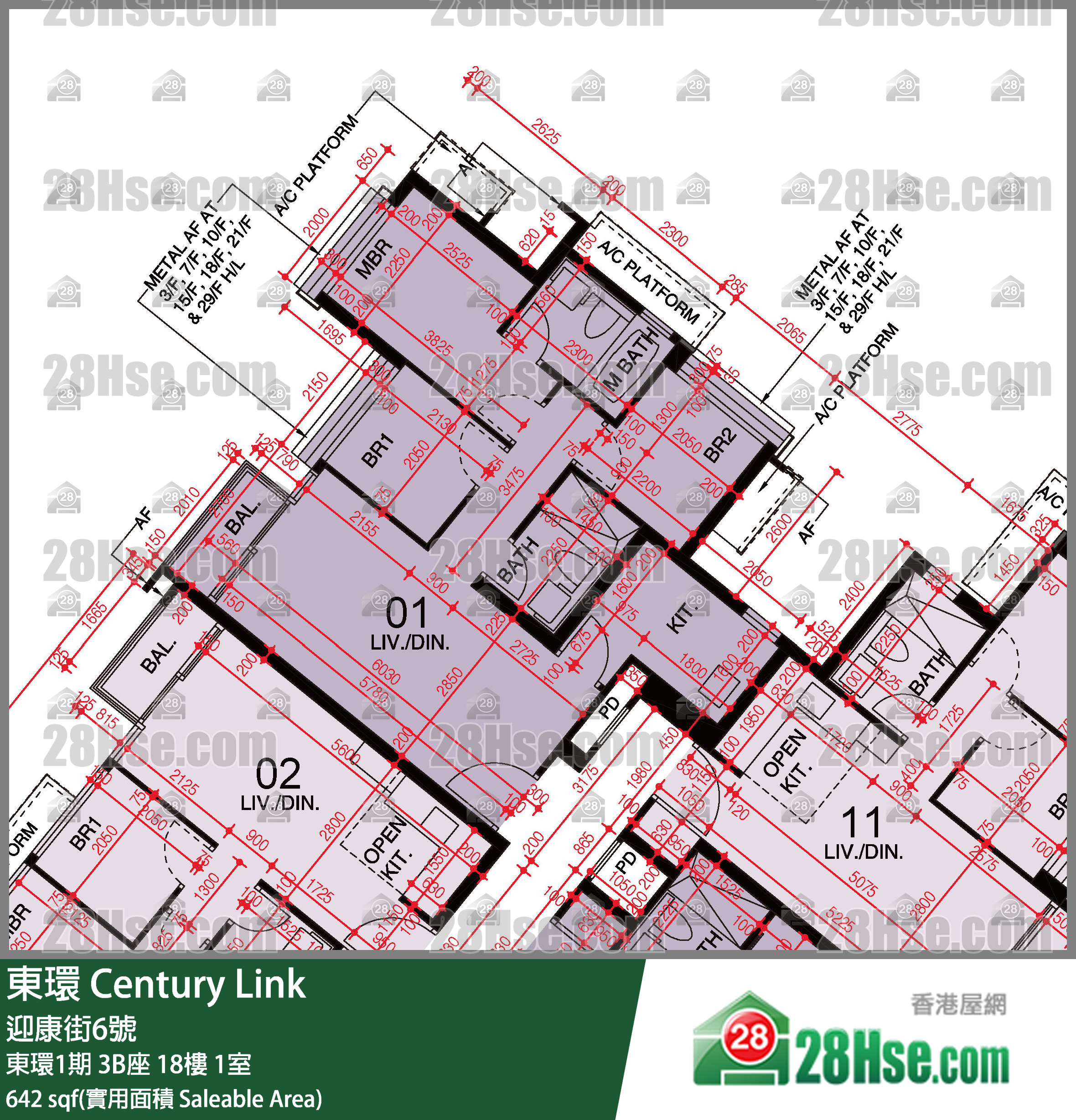 東環 東環1期3B座18樓 1室 平面圖