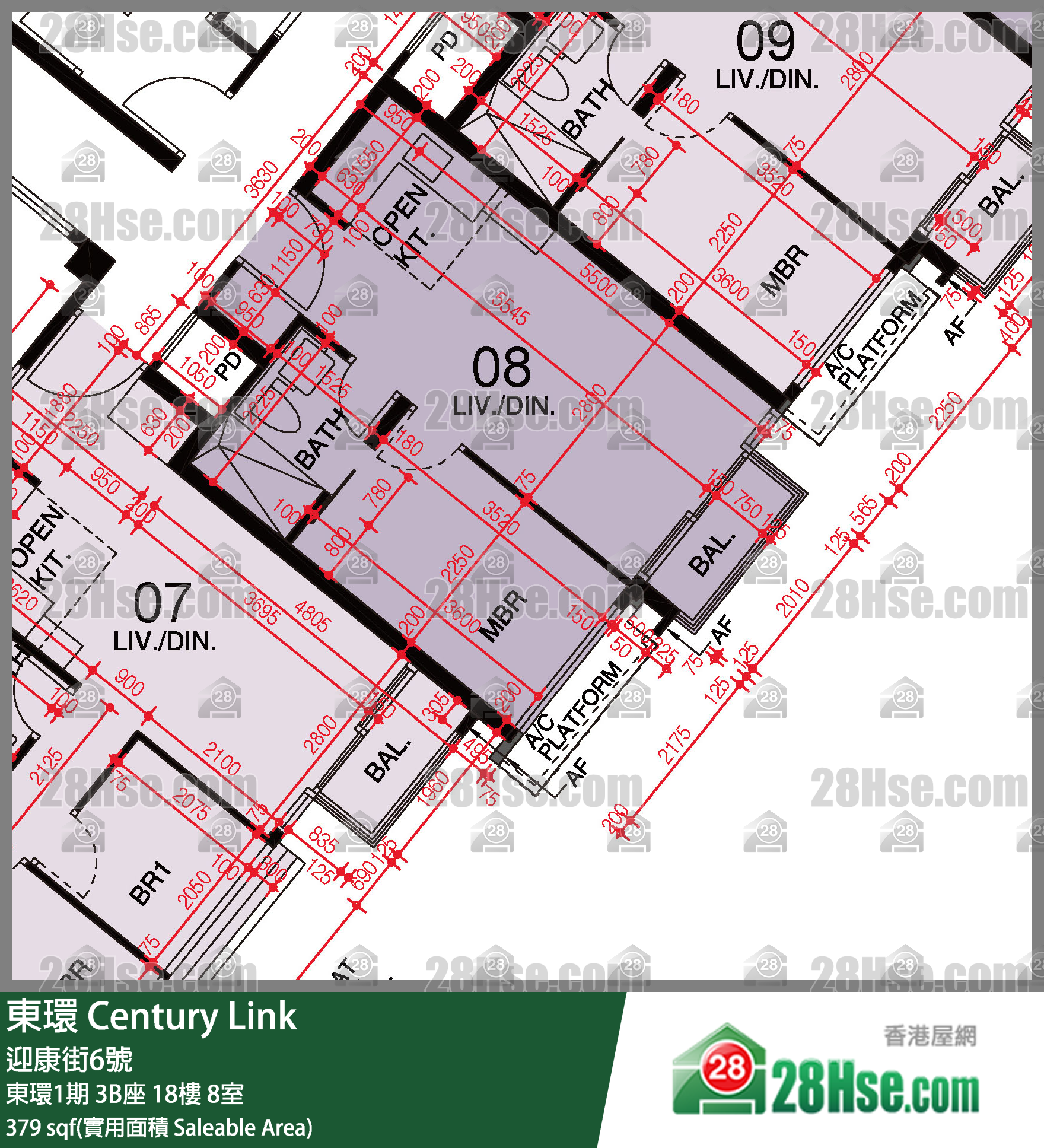 東環 東環1期3B座18樓 8室 平面圖