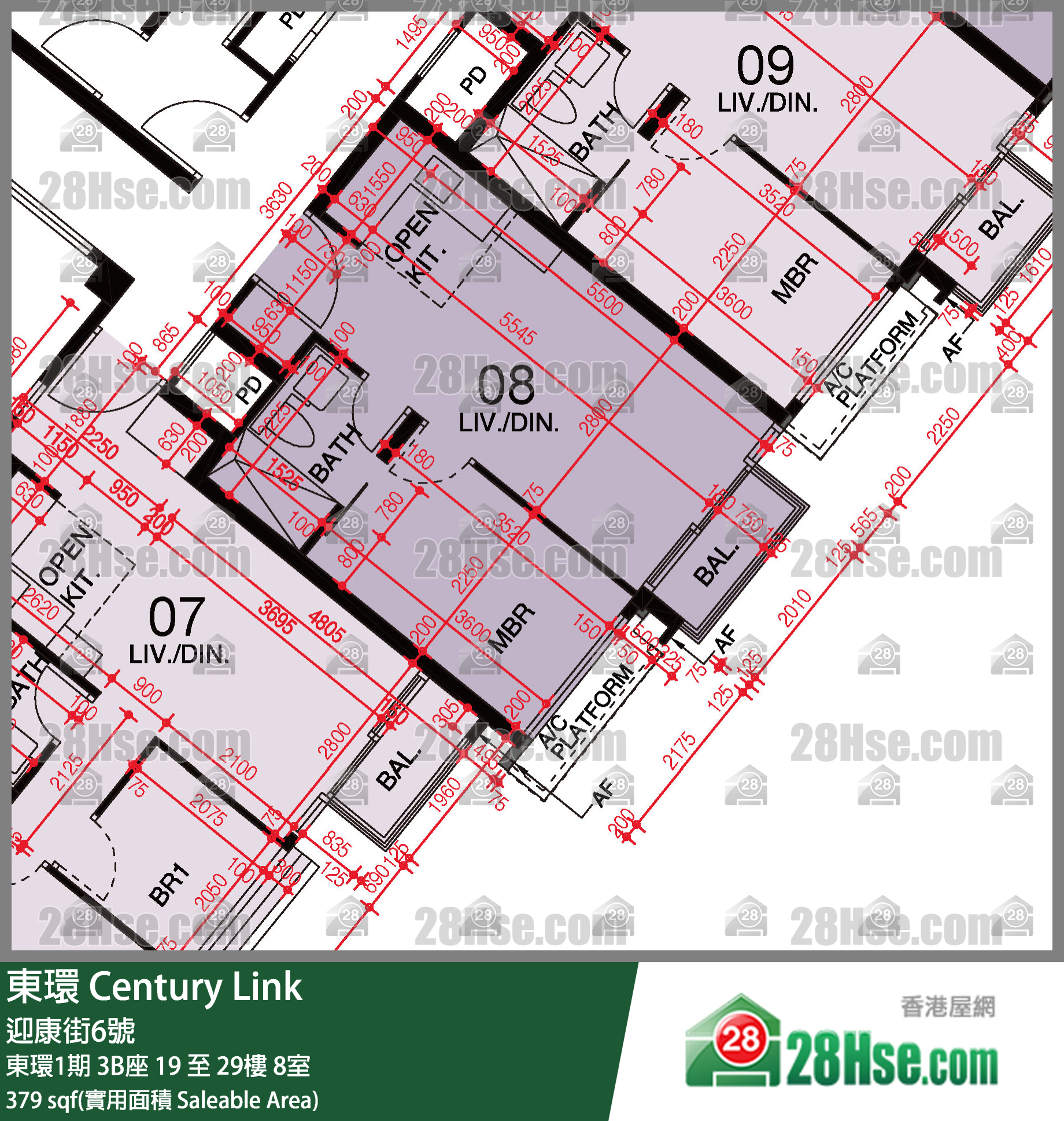 東環 東環1期3B座26樓 8室 平面圖