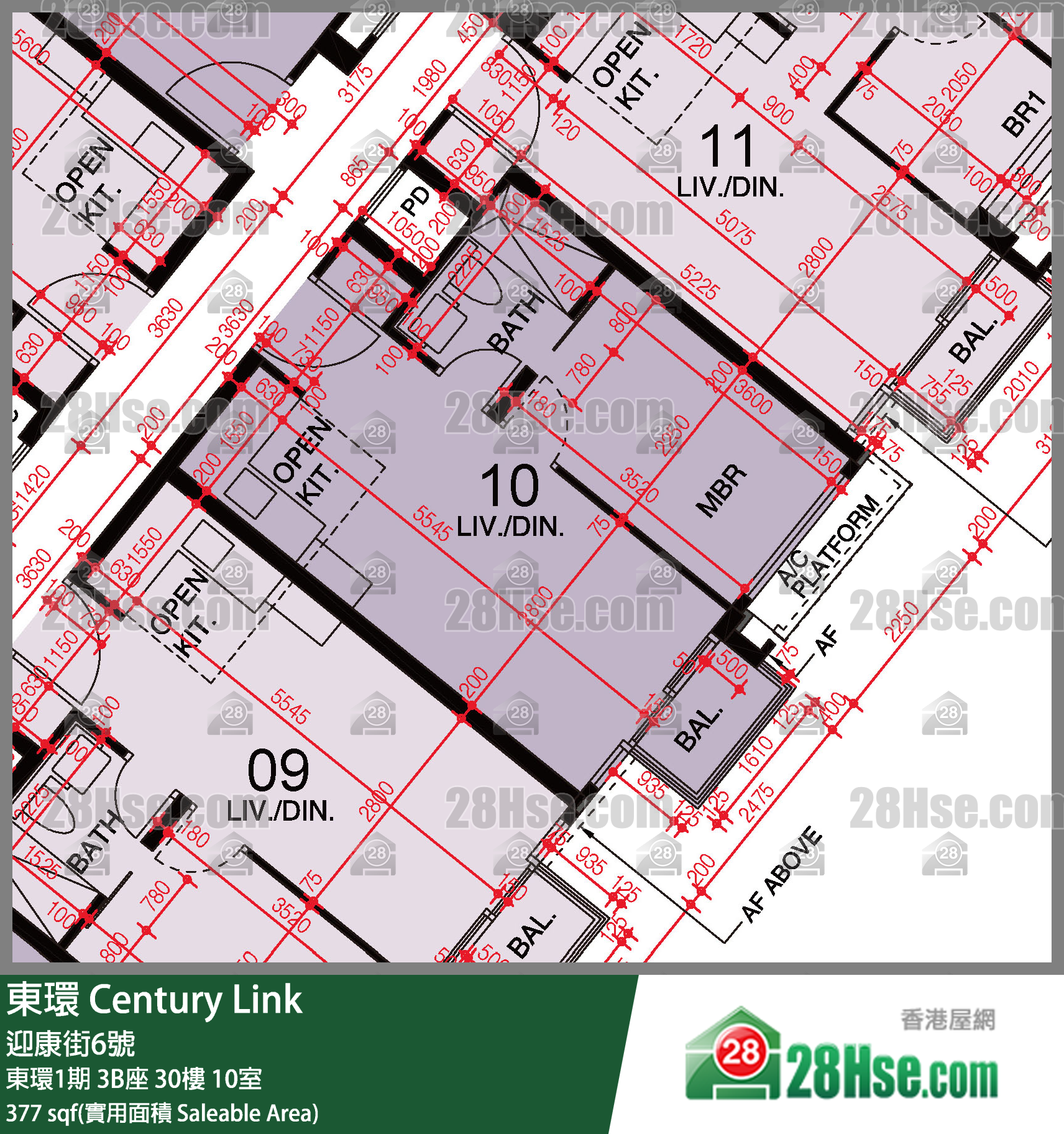 東環 東環1期3B座30樓 10室 平面圖