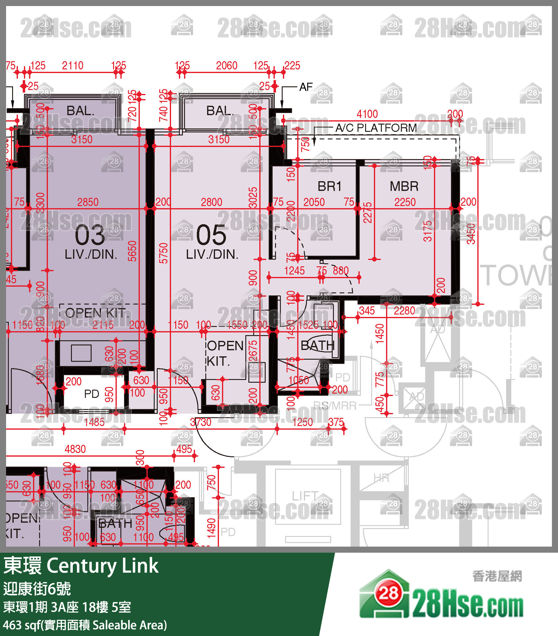 東環 東環1期3A座18樓 5室 平面圖