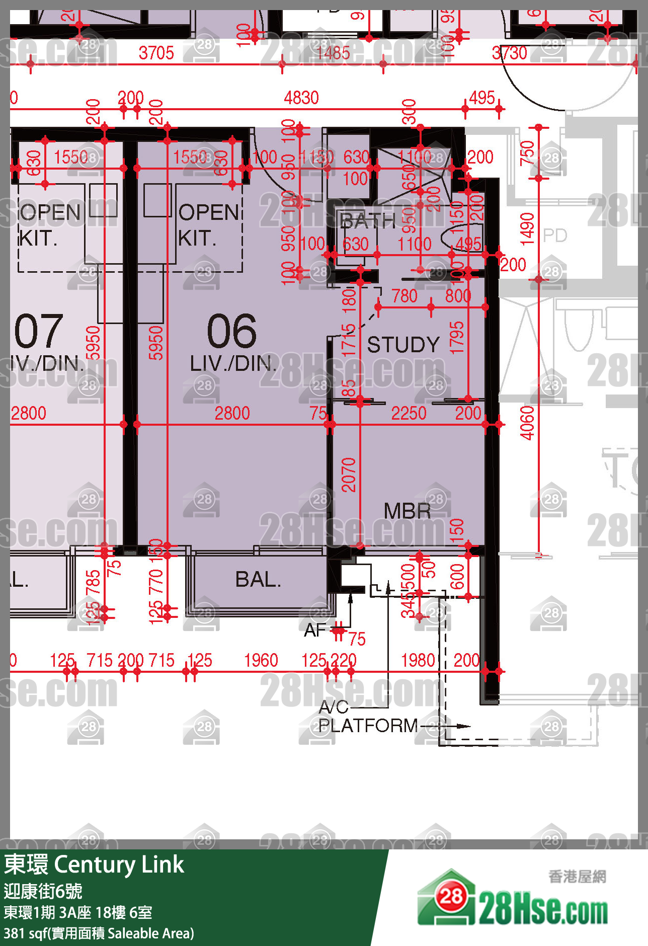 東環 東環1期3A座18樓 6室 平面圖