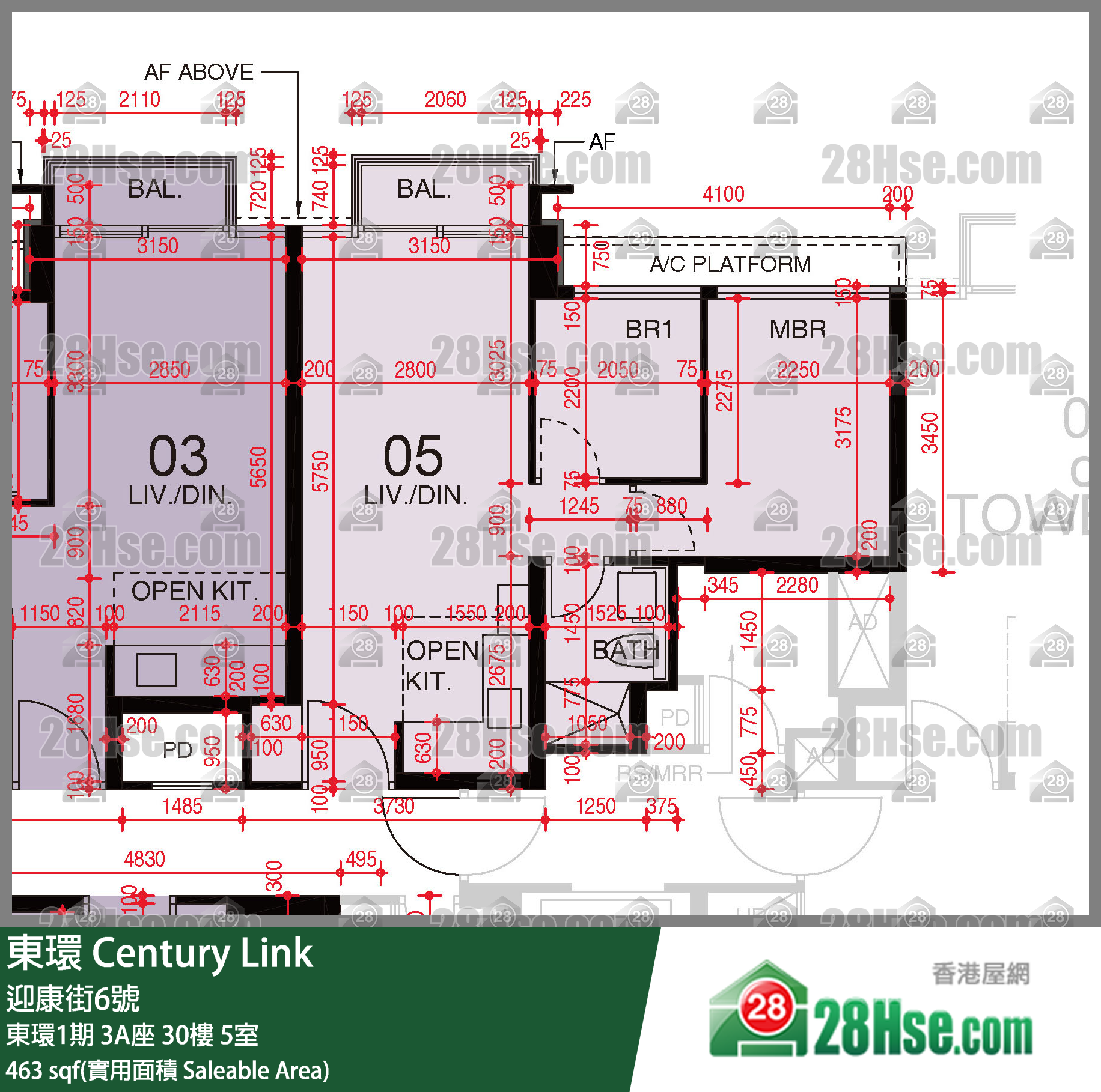 東環 東環1期3A座30樓 5室 平面圖