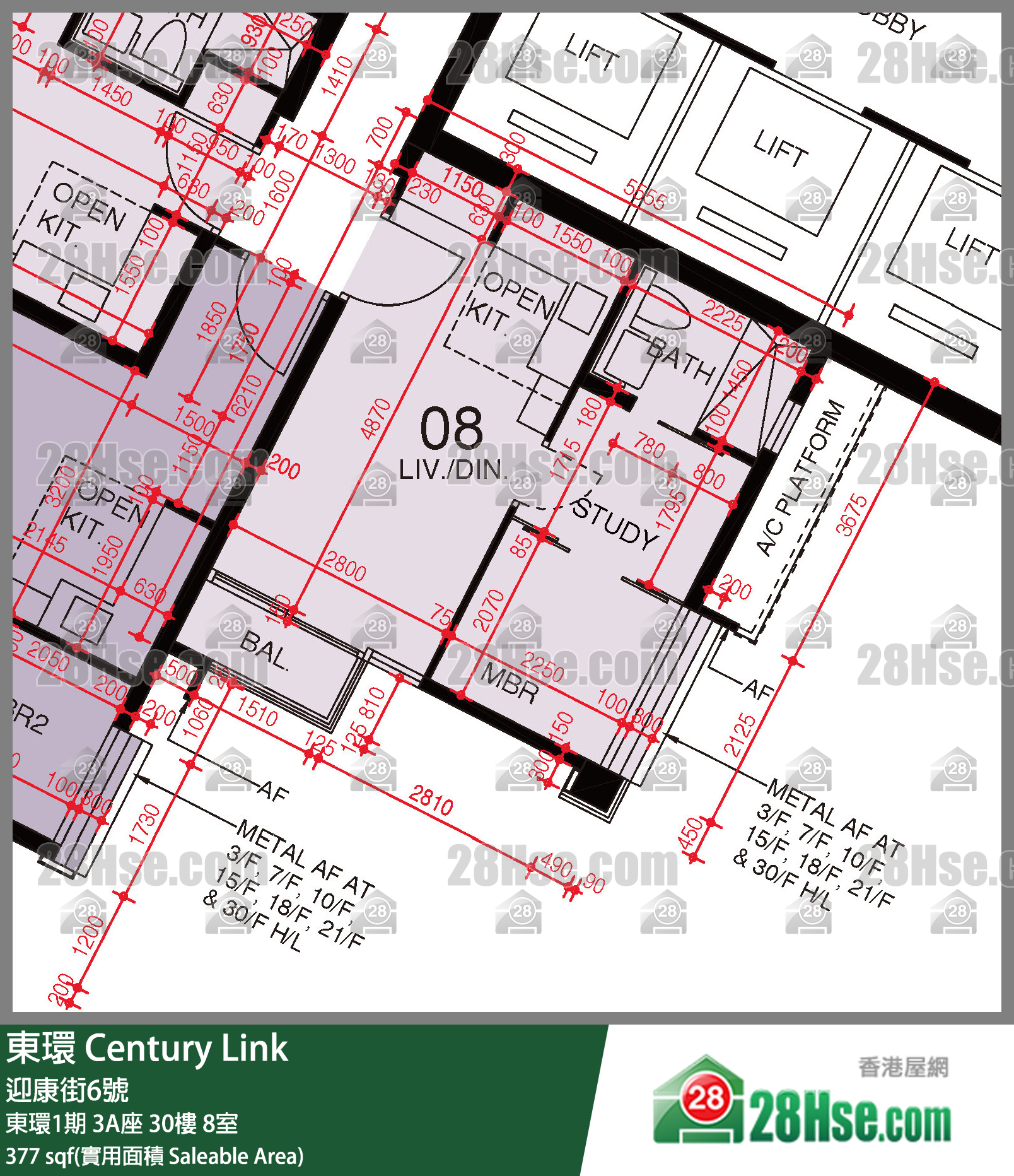 東環 東環1期3A座30樓 8室 平面圖