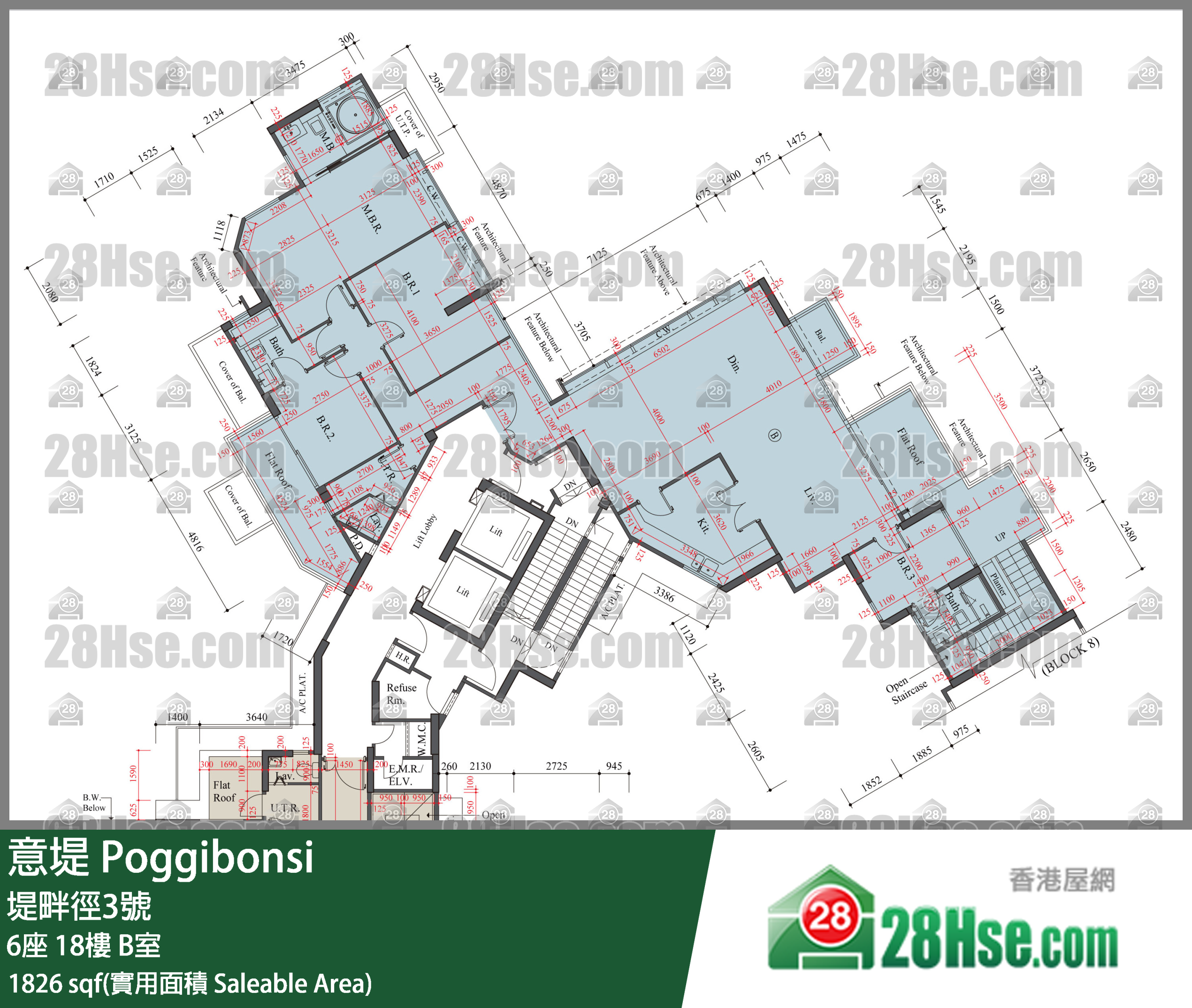 意堤 6座18楼 B室 平面图