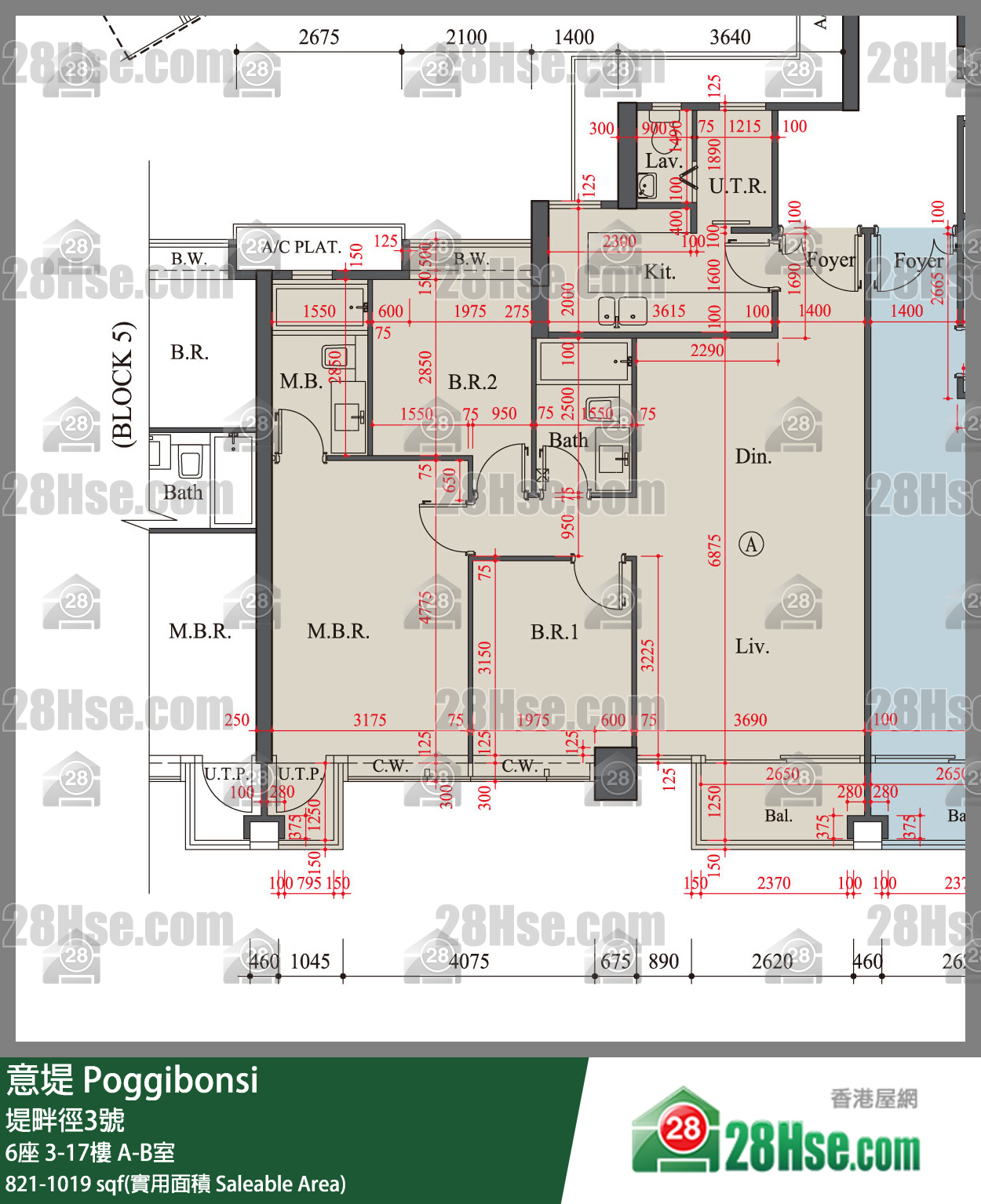 意堤 6座3楼 A室 平面图