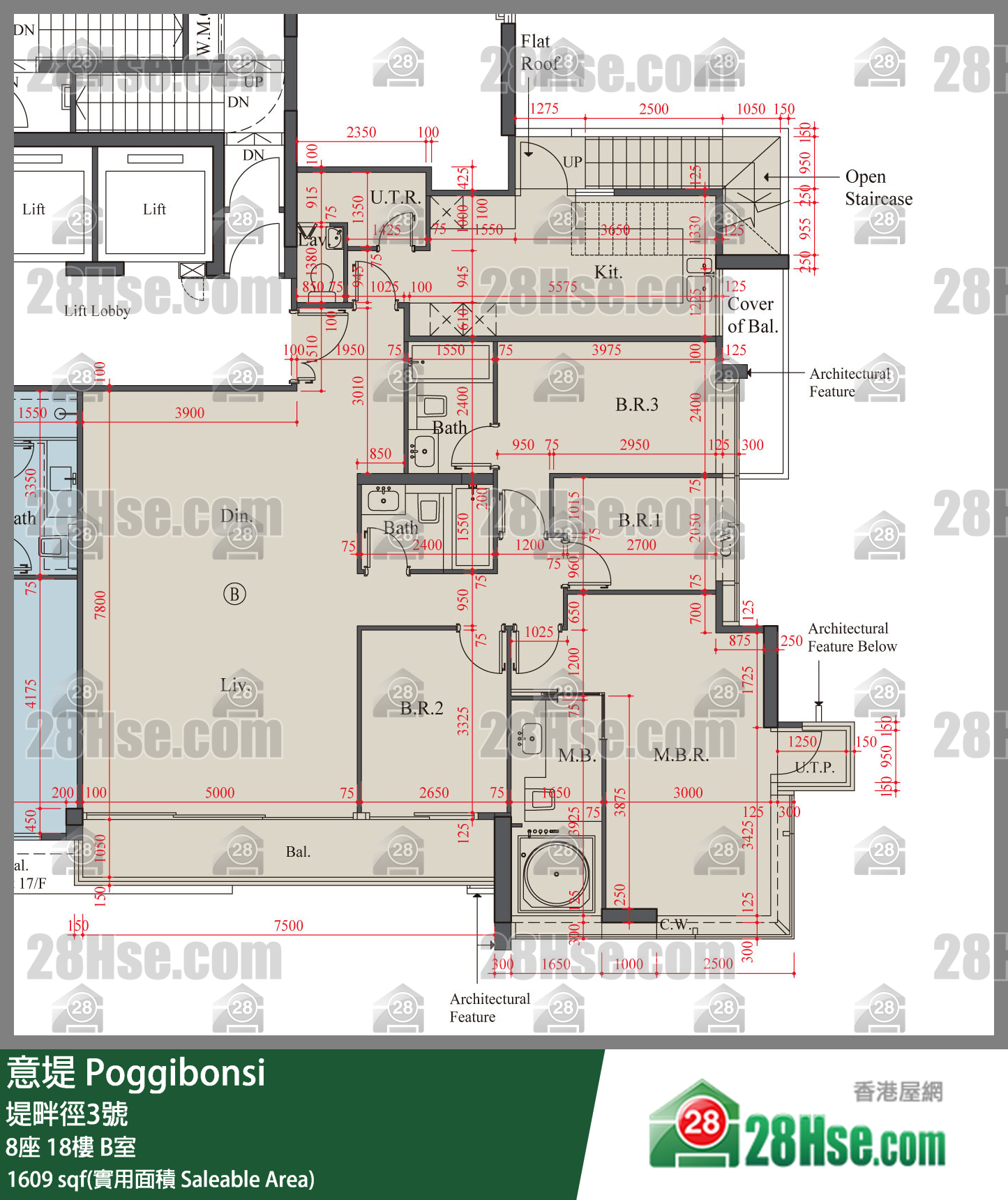 意堤 8座18楼 B室 平面图