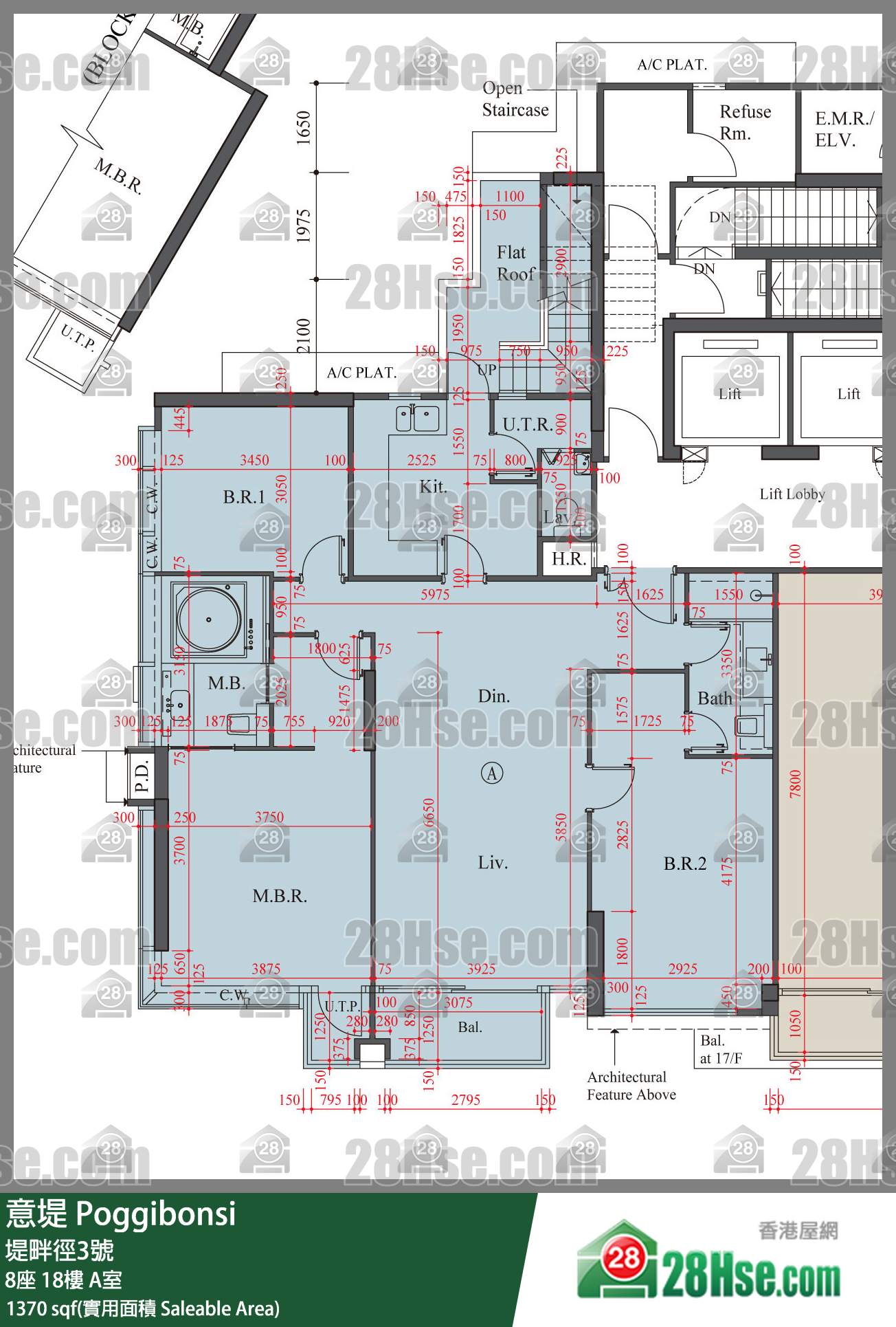 意堤 8座18楼 A室 平面图