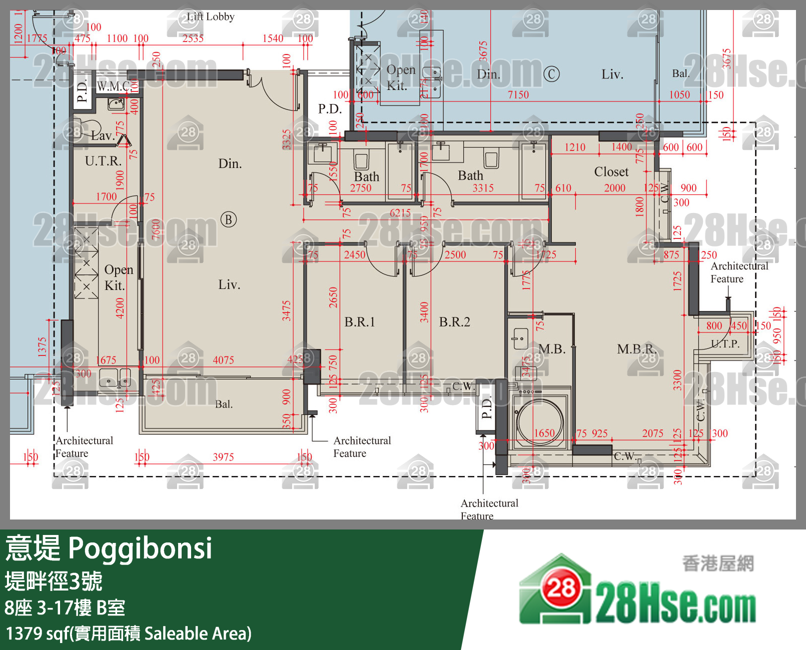 意堤 8座11楼 B室 平面图