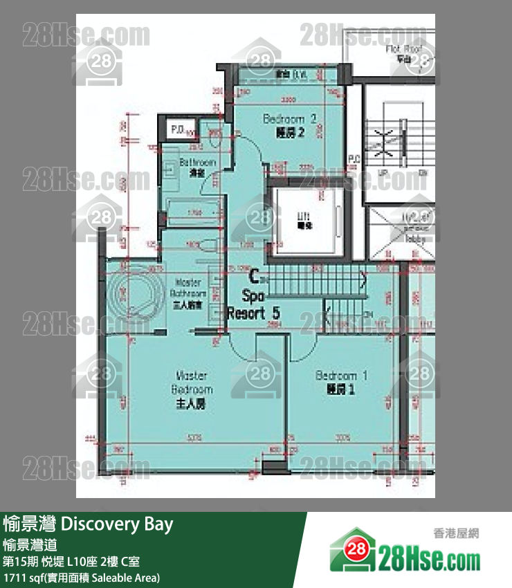 愉景灣 第15期 悅堤L10座2 C室 平面圖