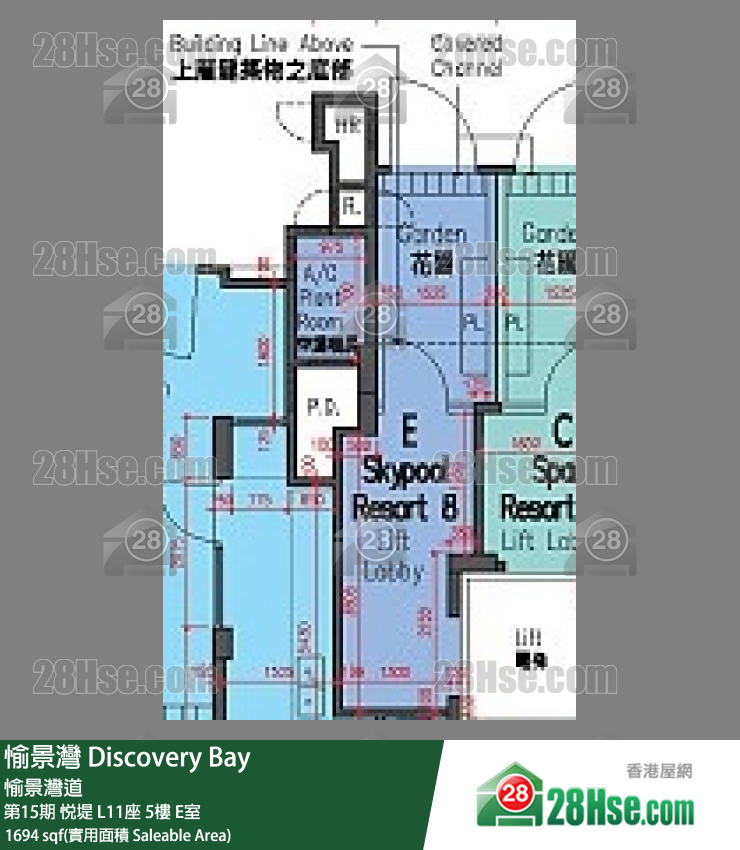 愉景湾 第15期 悦堤L11座5 E室 平面图