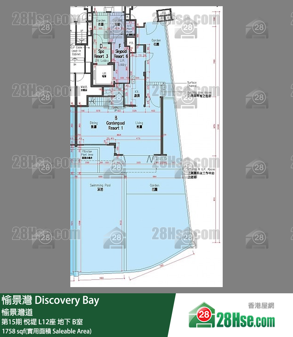 愉景灣 第15期 悅堤L12座地下 B室 平面圖