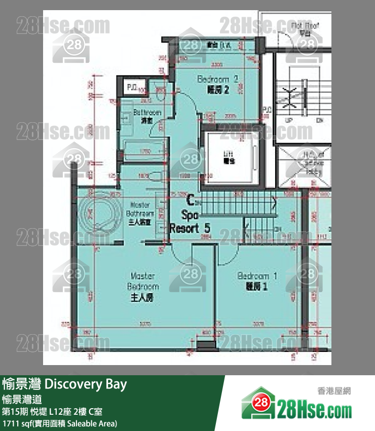 愉景灣 第15期 悅堤L12座2 C室 平面圖