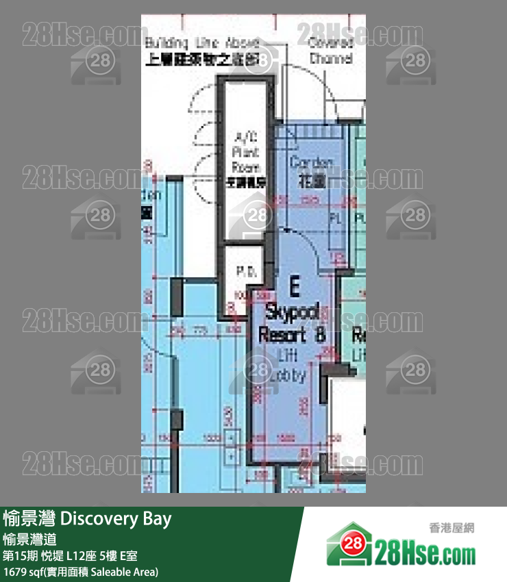 愉景灣 第15期 悅堤L12座5 E室 平面圖