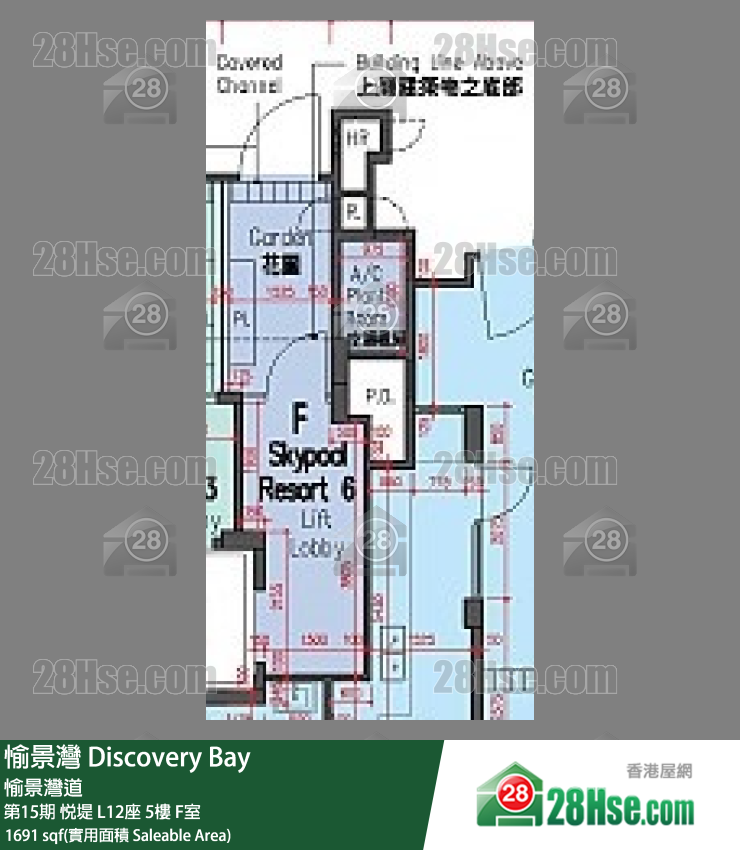 愉景灣 第15期 悅堤L12座5 F室 平面圖