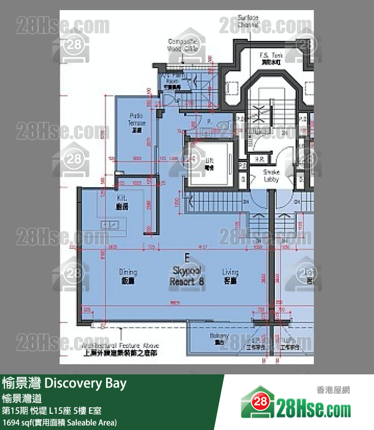愉景灣 第15期 悅堤L15座5 E室 平面圖