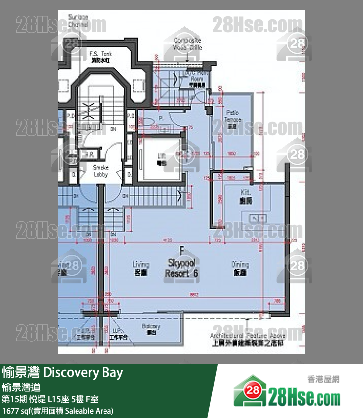 愉景灣 第15期 悅堤L15座5 F室 平面圖