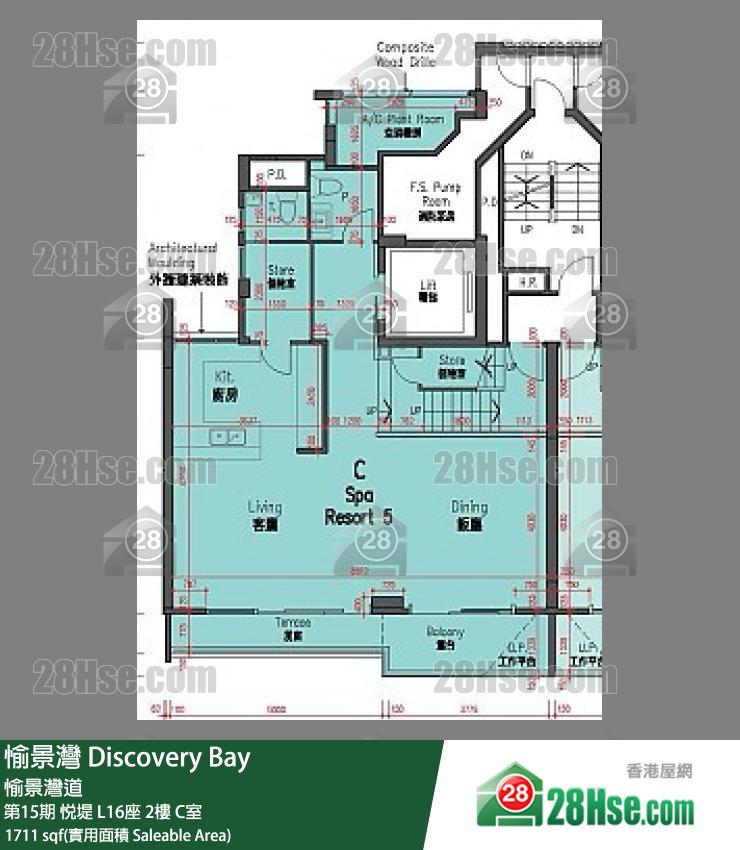 愉景灣 第15期 悅堤L16座2 C室 平面圖