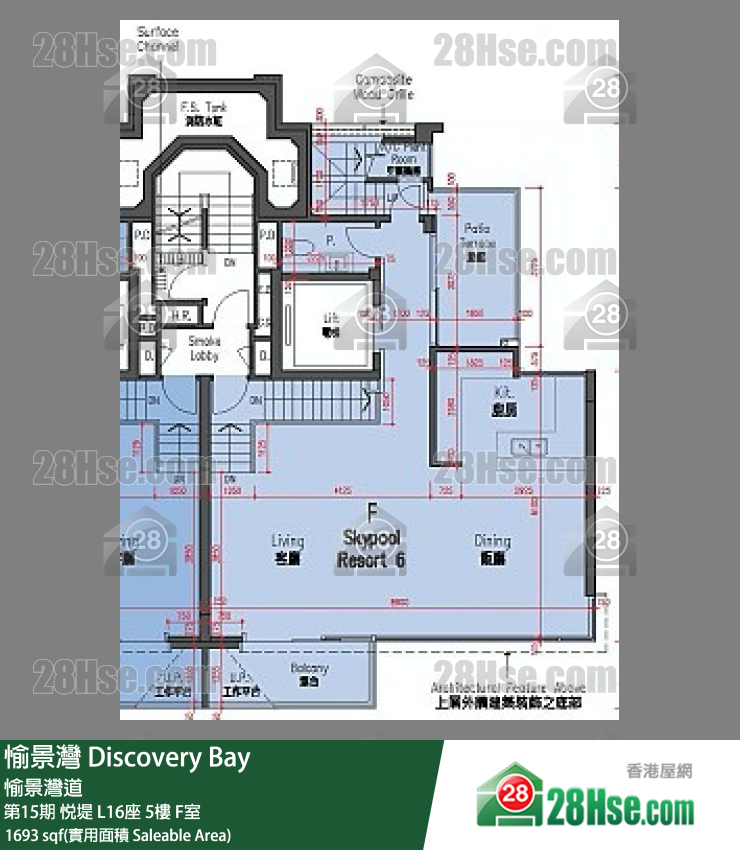 愉景灣 第15期 悅堤L16座5 F室 平面圖