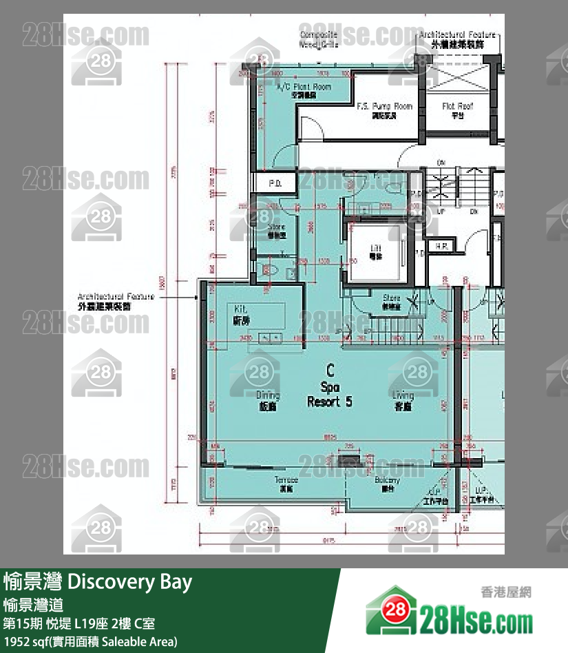 愉景灣 第15期 悅堤L19座2 C室 平面圖