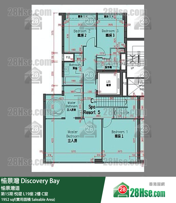 愉景灣 第15期 悅堤L19座2 C室 平面圖