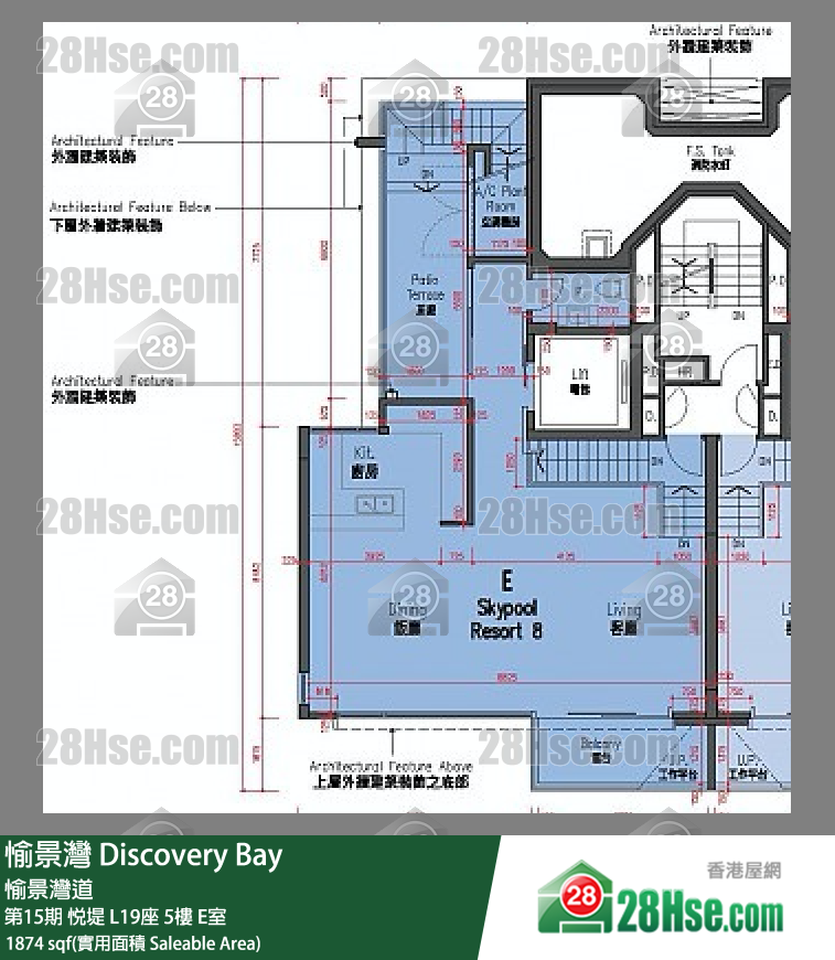 愉景灣 第15期 悅堤L19座5 E室 平面圖