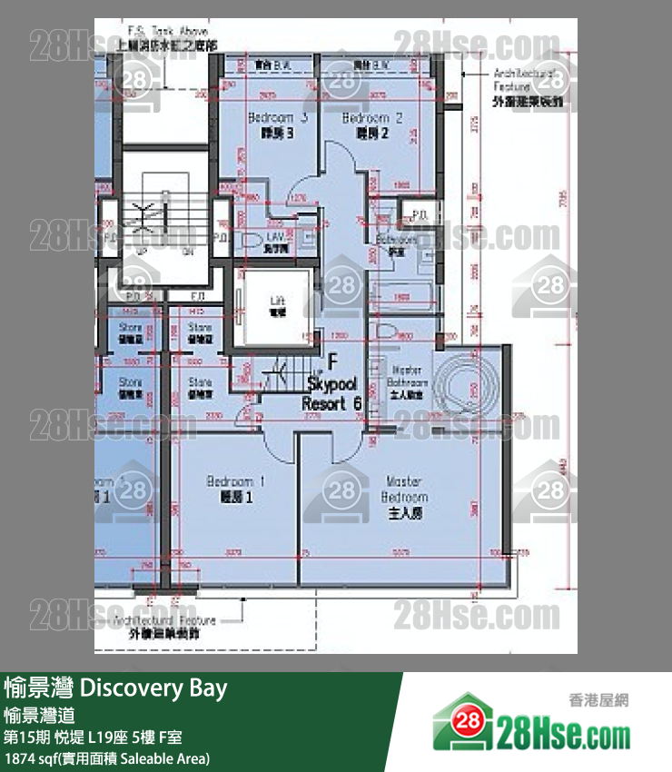 愉景灣 第15期 悅堤L19座5 F室 平面圖