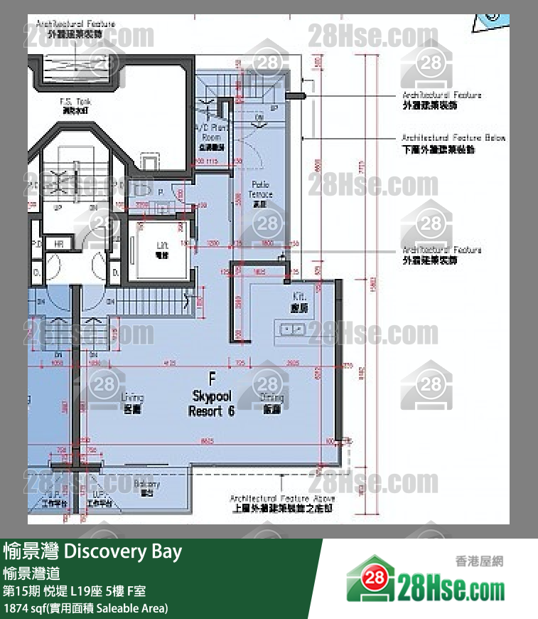 愉景灣 第15期 悅堤L19座5 F室 平面圖