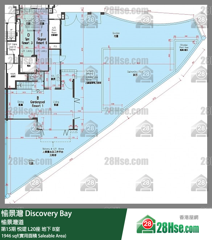 愉景灣 第15期 悅堤L20座地下 B室 平面圖