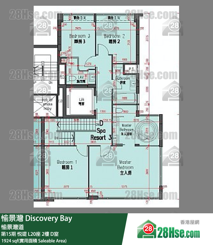 愉景湾 第15期 悦堤L20座2 D室 平面图