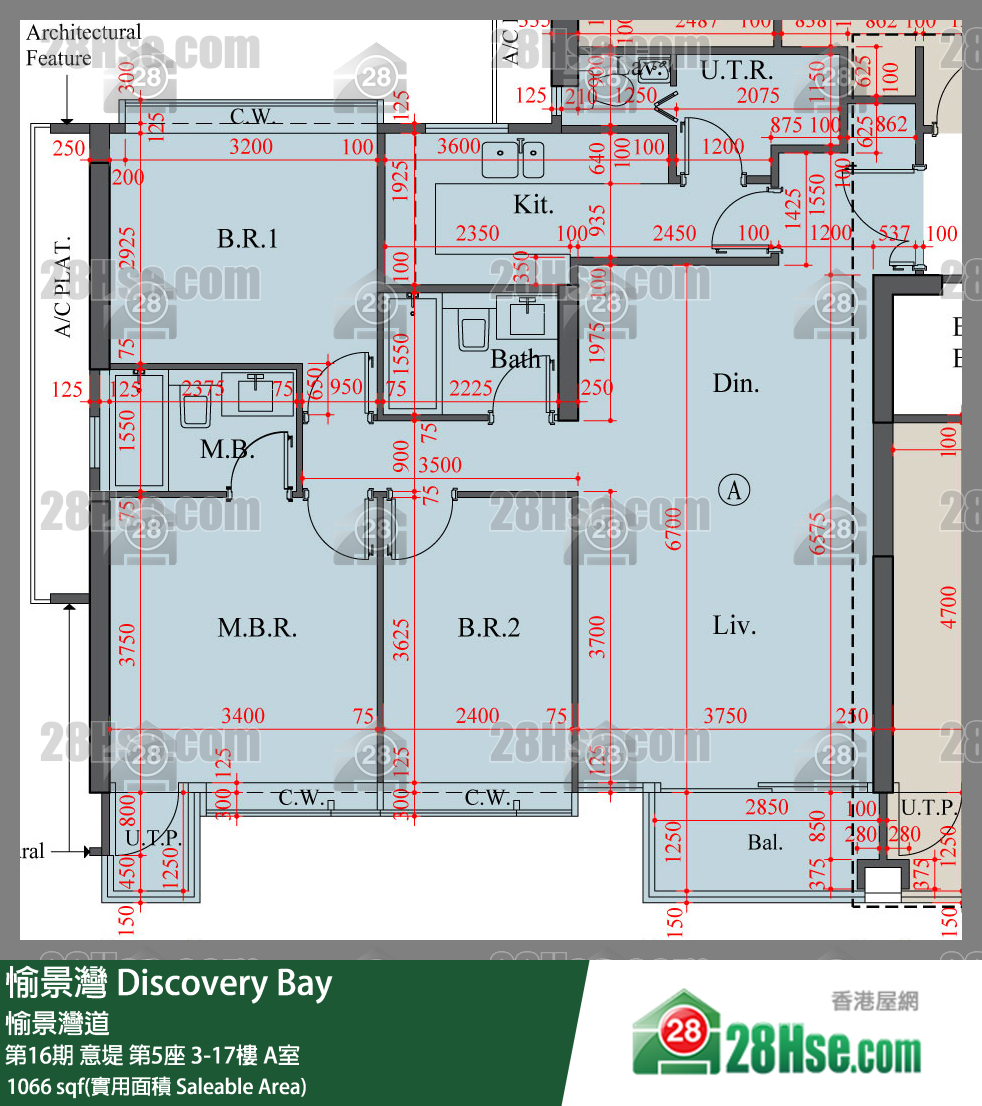 愉景灣 第16期 意堤第5座6樓 A室 平面圖