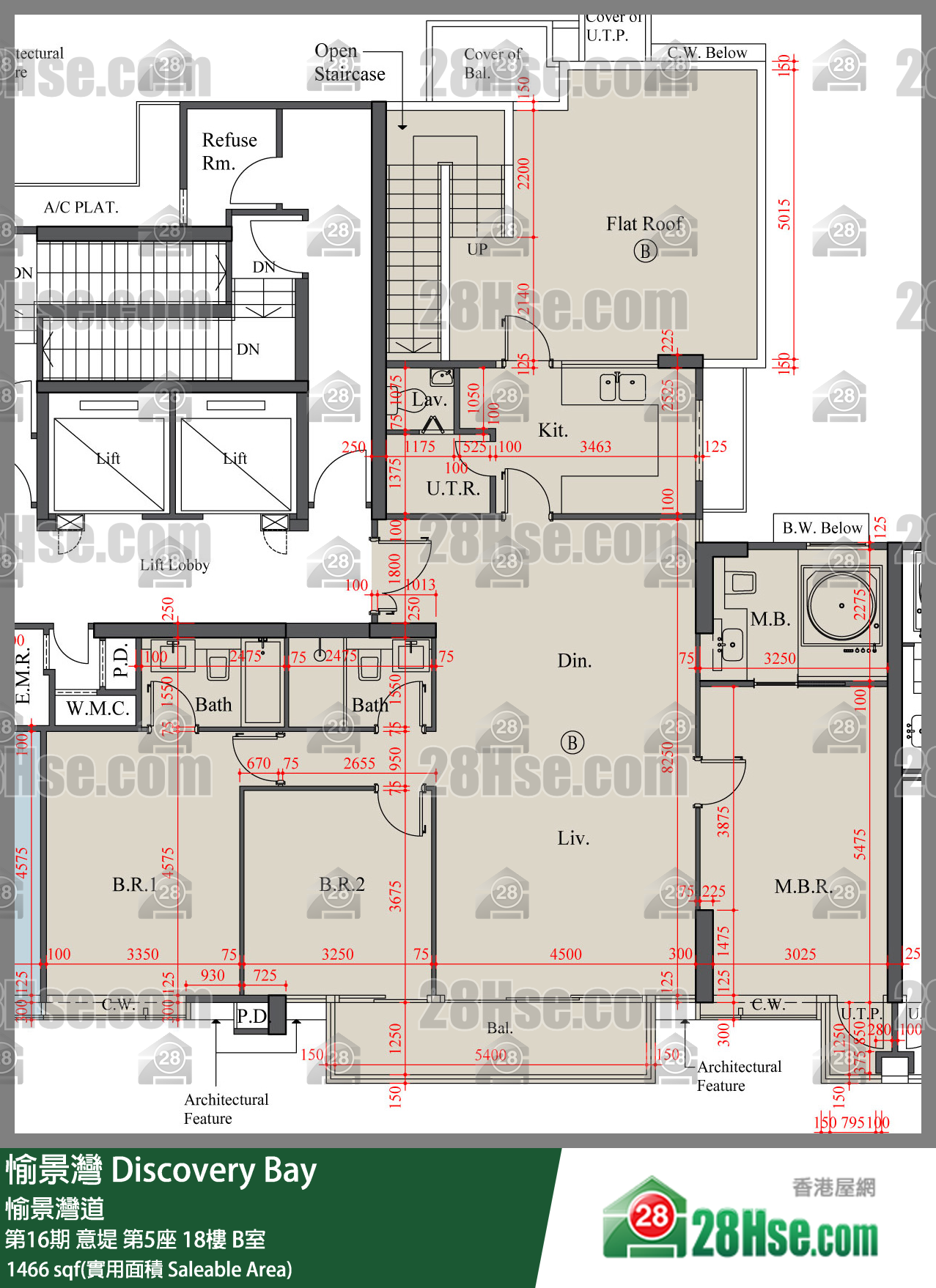 愉景灣 第16期 意堤第5座18樓 B室 平面圖