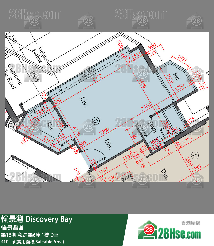 愉景灣 第16期 意堤第6座1樓 D室 平面圖